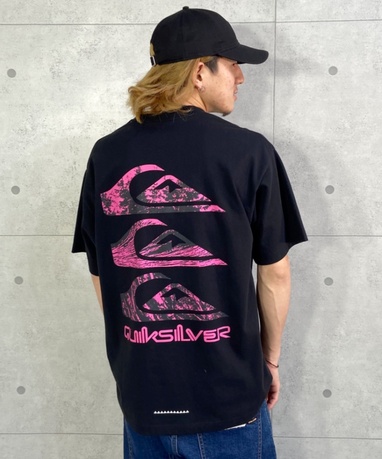 QUIKSILVER クイックシルバー QST221034 メンズ 半袖 Tシャツ バックプリント ルーズシルエット(BLK-M)