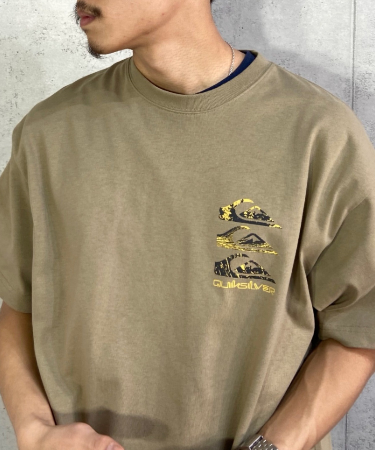 QUIKSILVER クイックシルバー QST221034 メンズ 半袖 Tシャツ バックプリント ルーズシルエット(BGE-M)