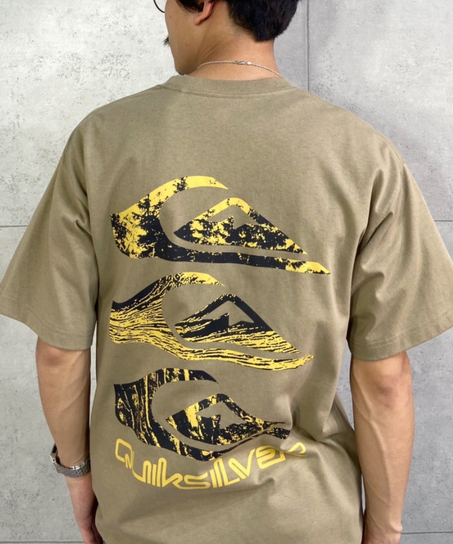 QUIKSILVER クイックシルバー QST221034 メンズ 半袖 Tシャツ バックプリント ルーズシルエット(BGE-M)