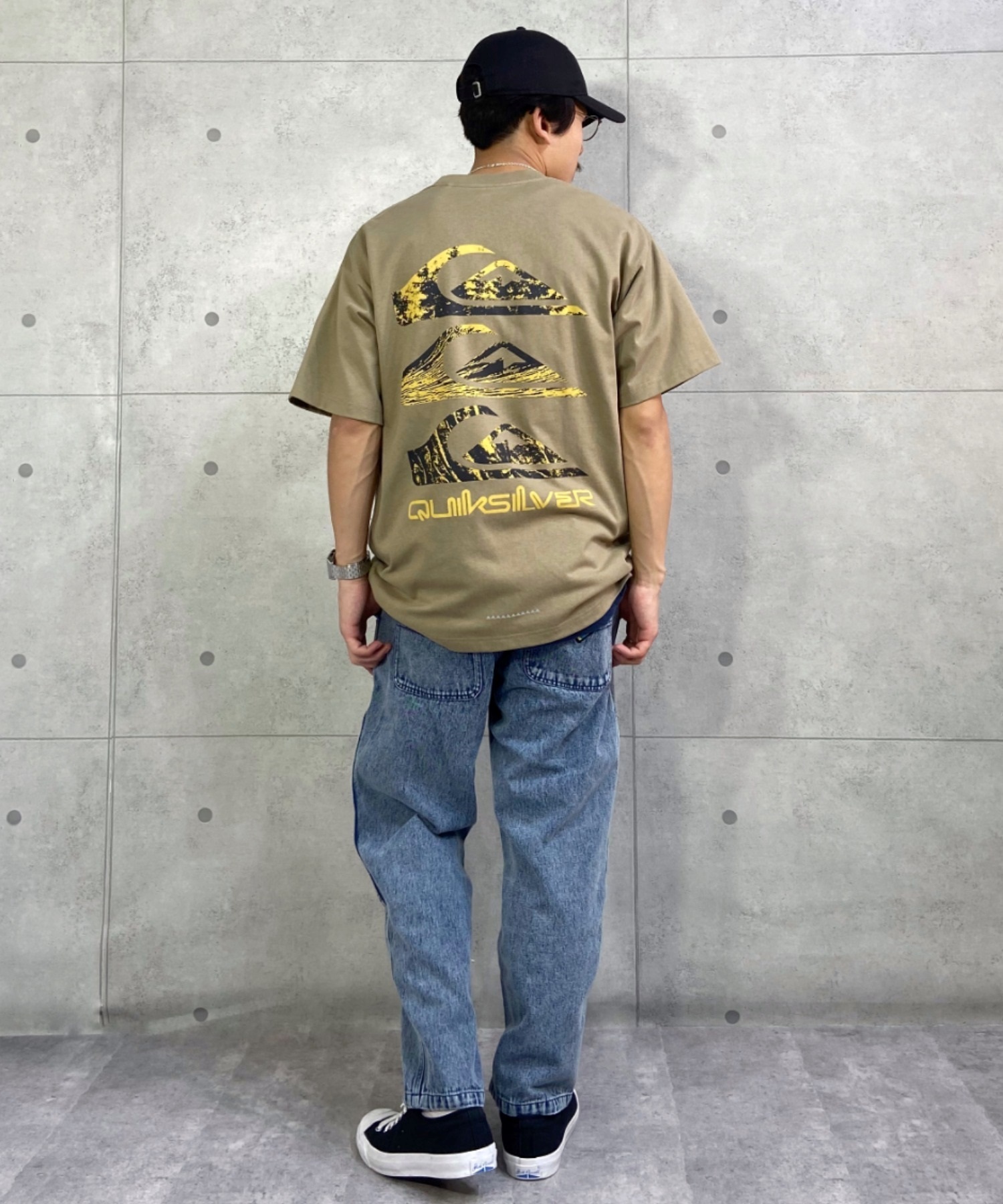 QUIKSILVER クイックシルバー QST221034 メンズ 半袖 Tシャツ バックプリント ルーズシルエット(BLK-M)