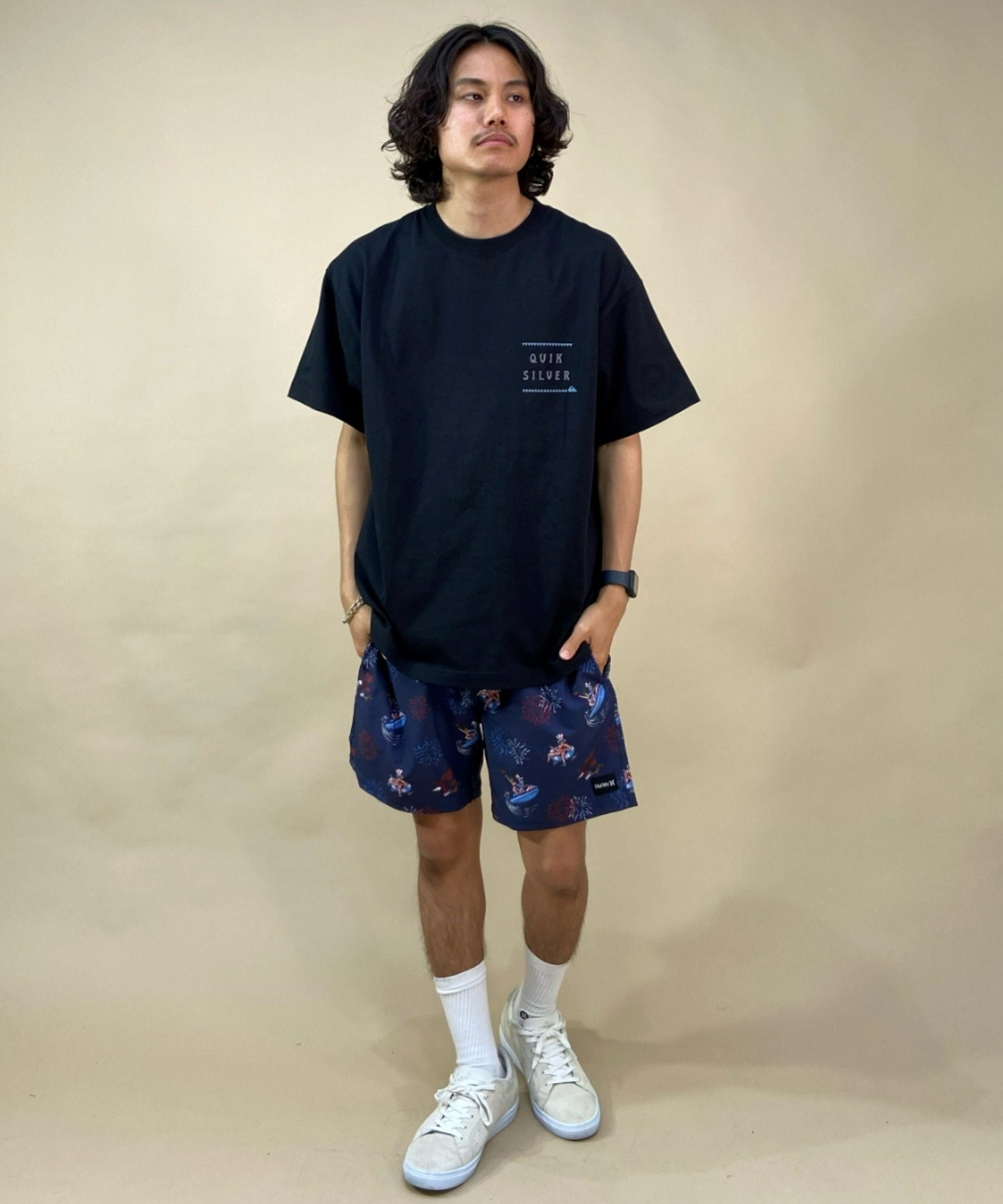 QUIKSILVER クイックシルバー QST222604M メンズ 半袖 Tシャツ カットソー サーフ リゾート 海水浴 ムラサキスポーツ限定(GRY-M)