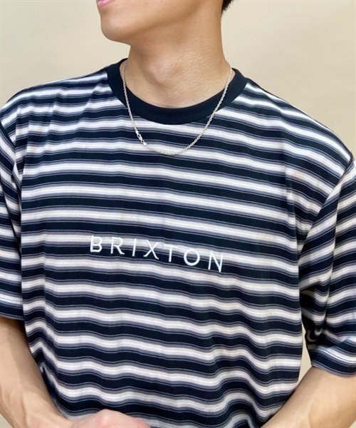 BRIXTON/ブリクストン 刺繍ロゴ ボーダー クルーネックTシャツ/半袖T