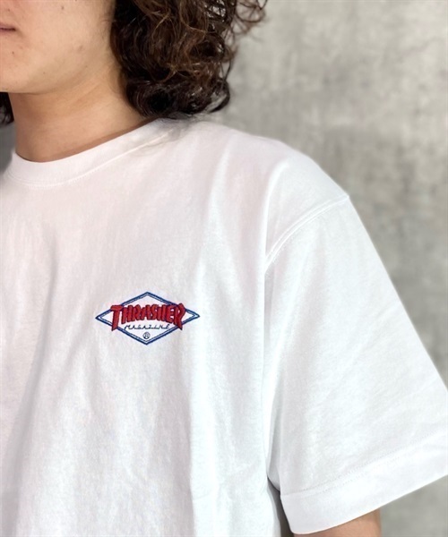 THRASHER スラッシャー DIAMOND THMM-003 メンズ 半袖 Tシャツ カットソー ムラサキスポーツ限定 KK1 C23(WHT-M)