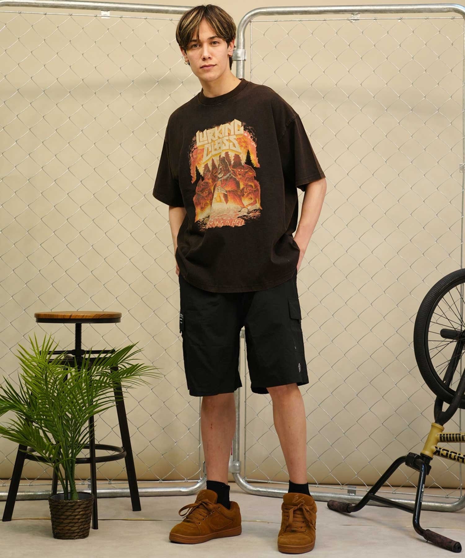 LURKING CLASS ラーキングクラス ST24STM19 半袖 Tシャツ フロント プリント オーバーサイズ(BKACD-M)