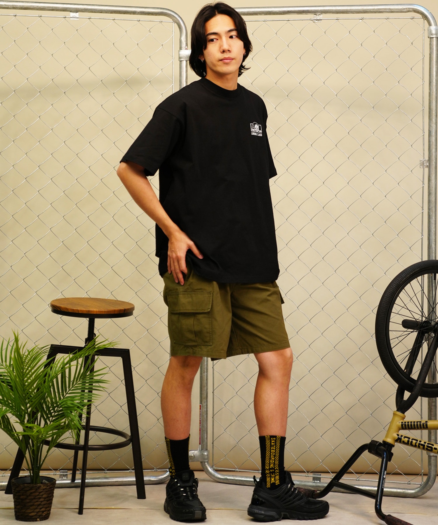 【 ムラサキスポーツ限定】LURKING CLASS ラーキングクラス メンズ 半袖 Tシャツ バックプリント チェッカーフラッグ ST24STM16(WHITE-M)