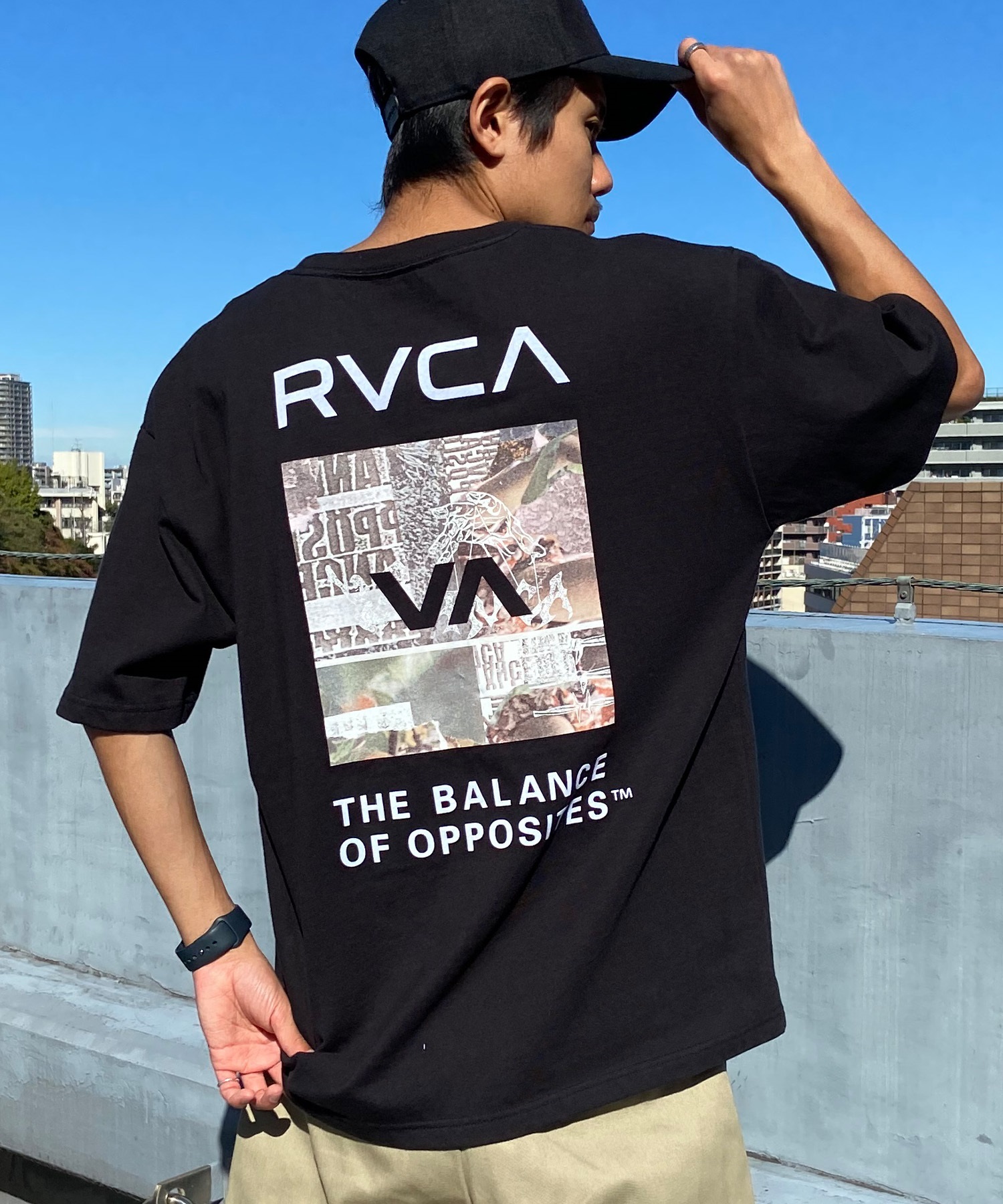 【クーポン対象】RVCA ルーカ THRASHED BOX RVCA TEE メンズ 半袖 Tシャツ バックプリント スクエアロゴ オーバーサイズ BE041-224(GNB0-S)