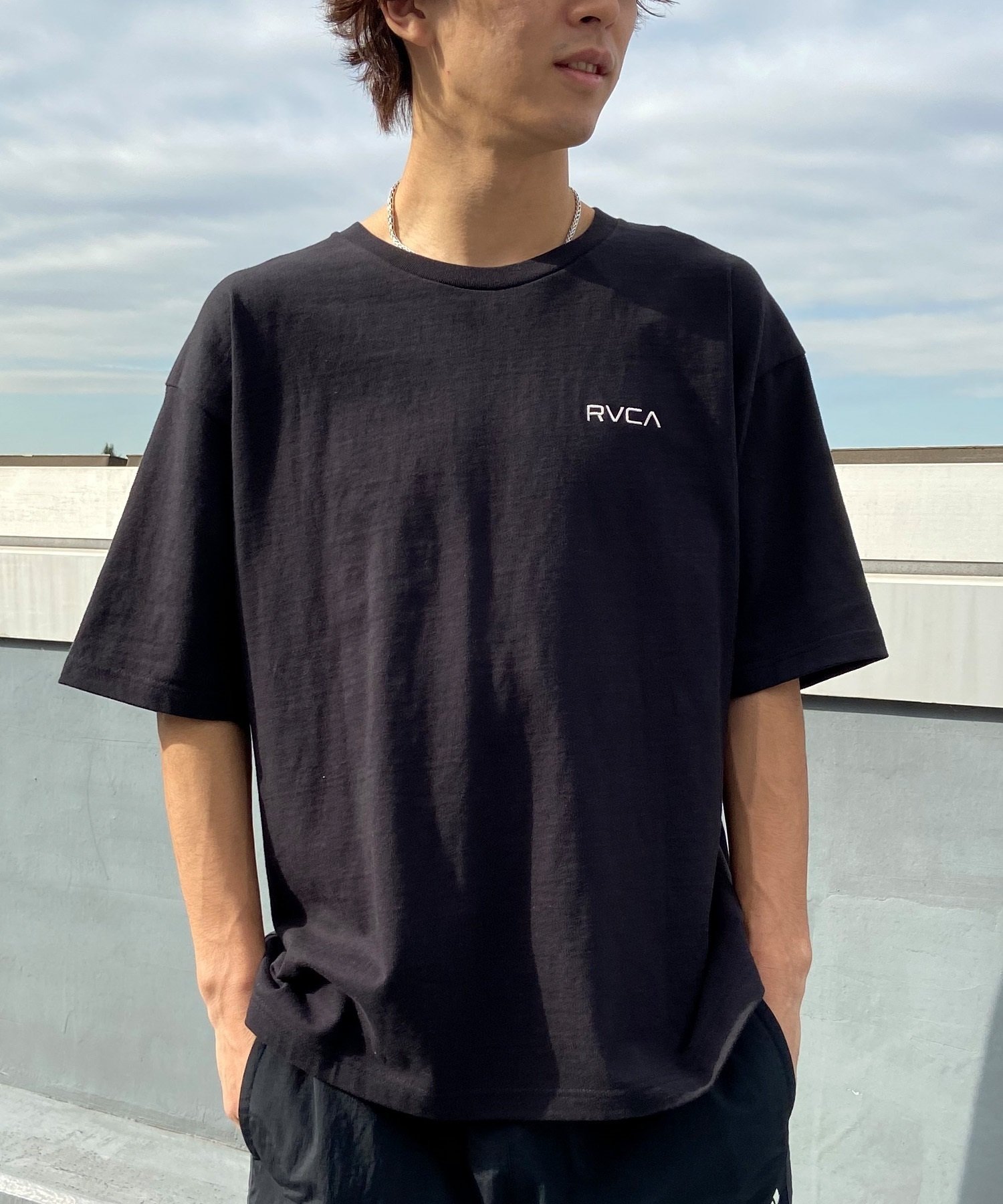 RVCA ルーカ メンズ 半袖 Tシャツ バックプリント ロゴ オーバーサイズ BE041-238(BLK-S)