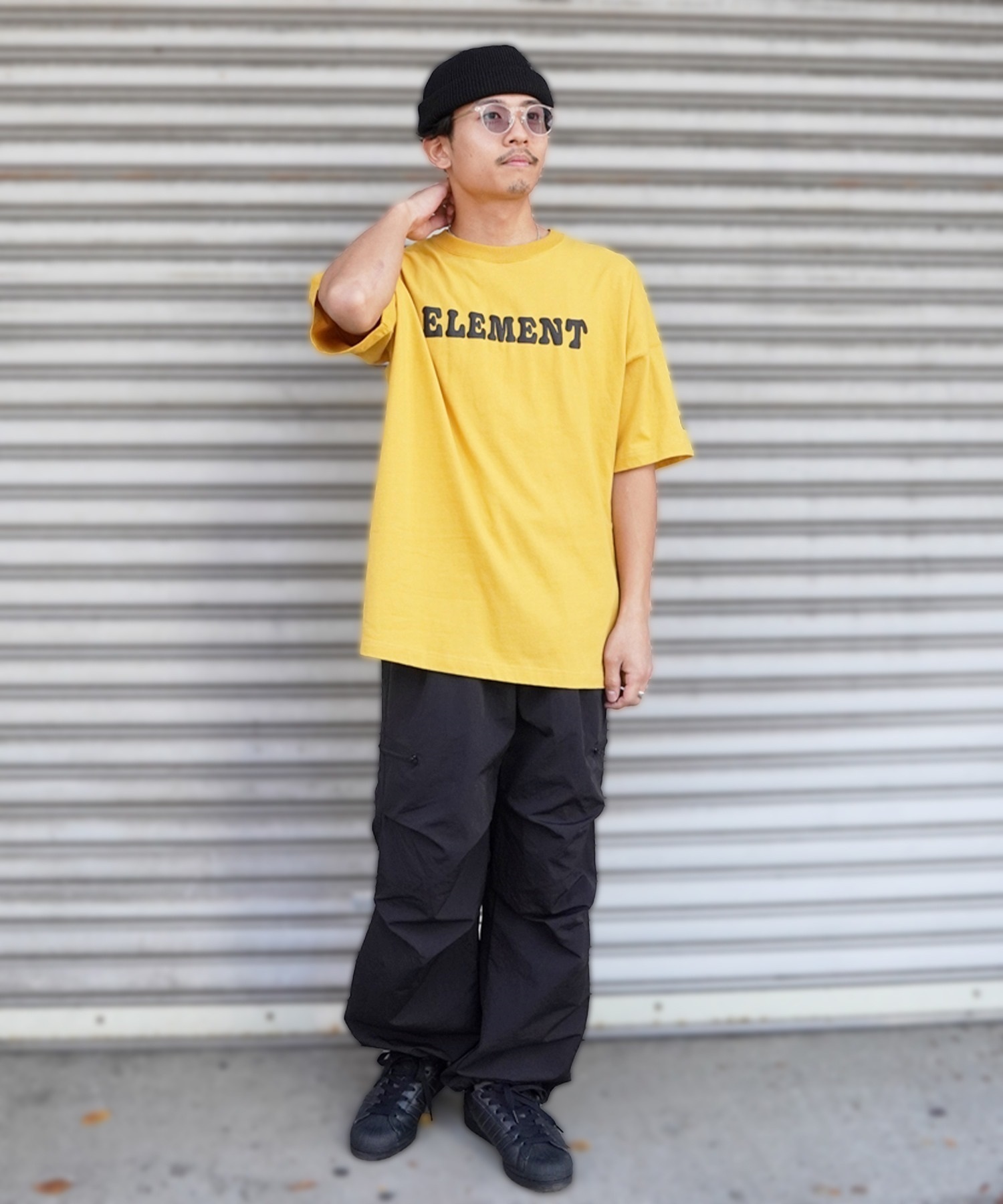 ELEMENT エレメント メンズ 半袖 Tシャツ バックプリント オーバーサイズ クルーネック アーチロゴ フラワーモチーフ BE021-240(GSP-M)