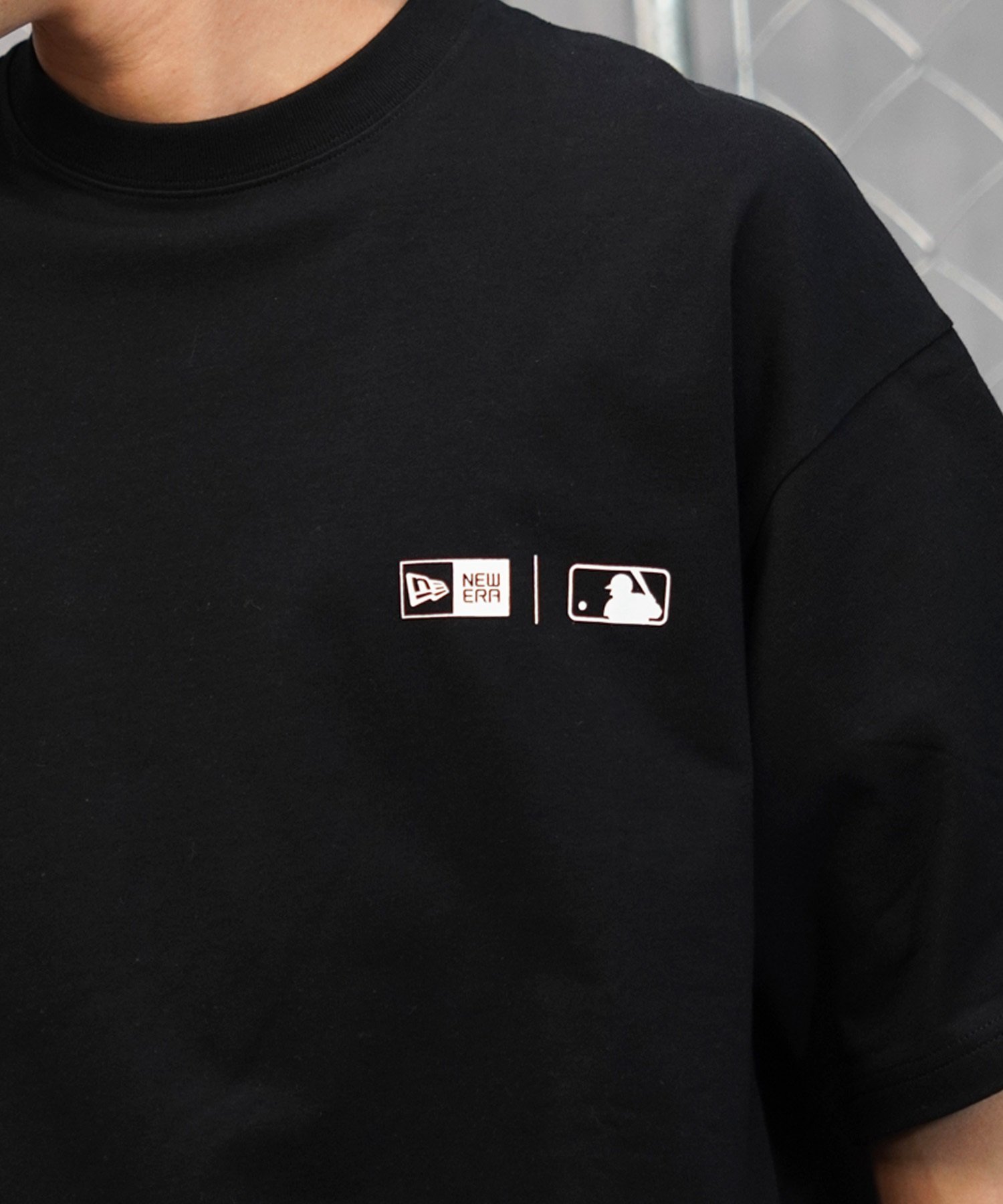 NEW ERAニューエラ メンズ 半袖 Tシャツ MLB チームロゴ バックプリント オーバーサイズ ブラック 14121857(BLK-M)