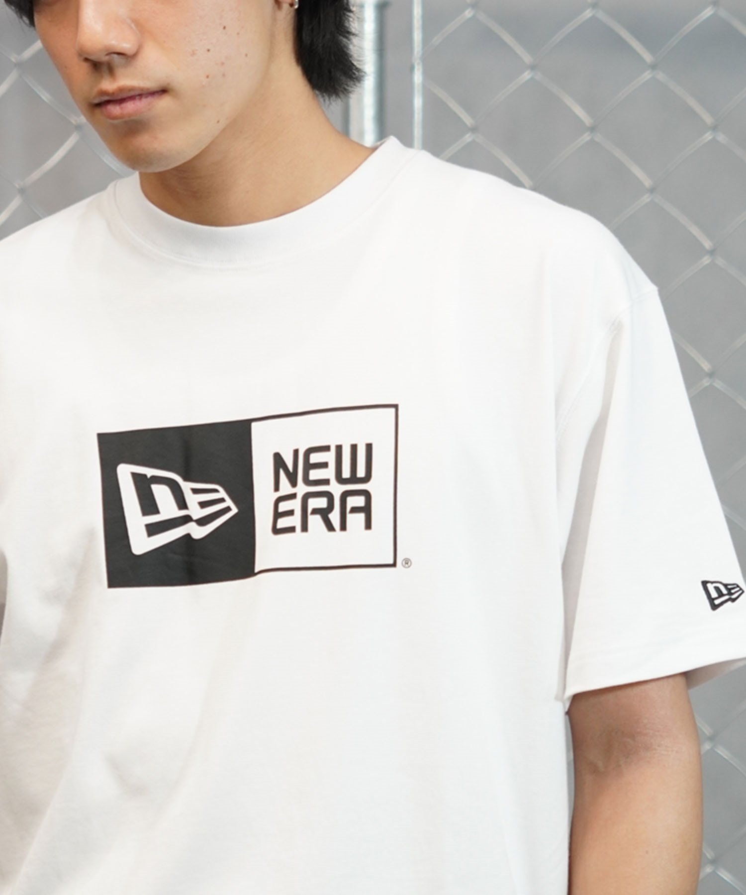 NEW ERA ニューエラ SS CT TEE BOX LOGO メンズ Tシャツ 半袖 ボックスロゴ 定番ロゴ 14121907(WHI-M)