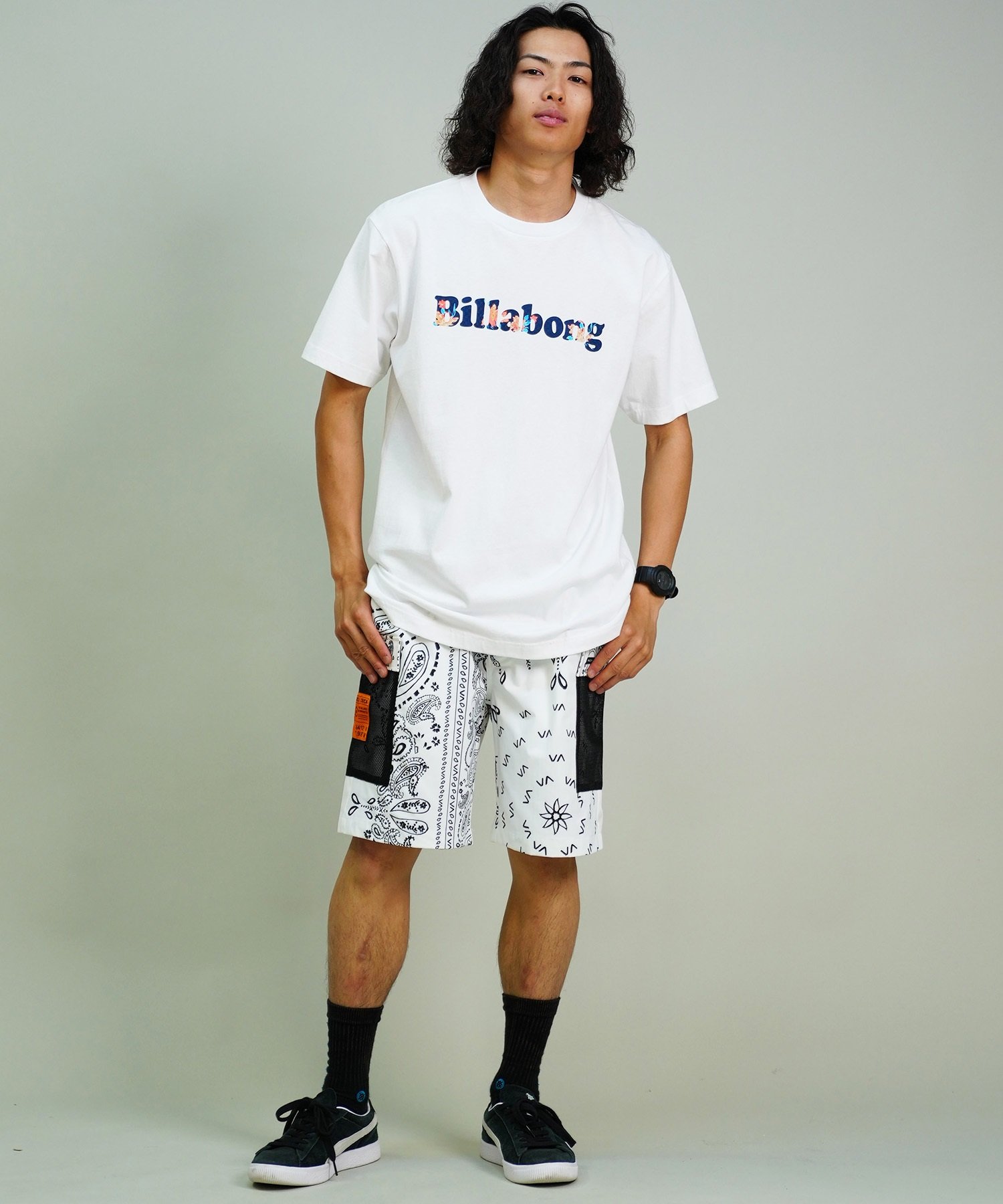 BILLABONG ビラボン 半袖 Tシャツ メンズ レギュラーフィット ブランドロゴ BUBBLES BE01A-200(WBL-S)