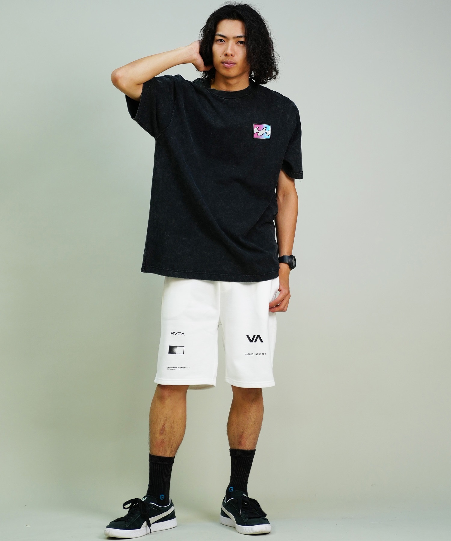 BILLABONG ビラボン 半袖 Tシャツ メンズ バックプリント オーバーフィット CRAYON WAVE BE01A-210(BLK-M)