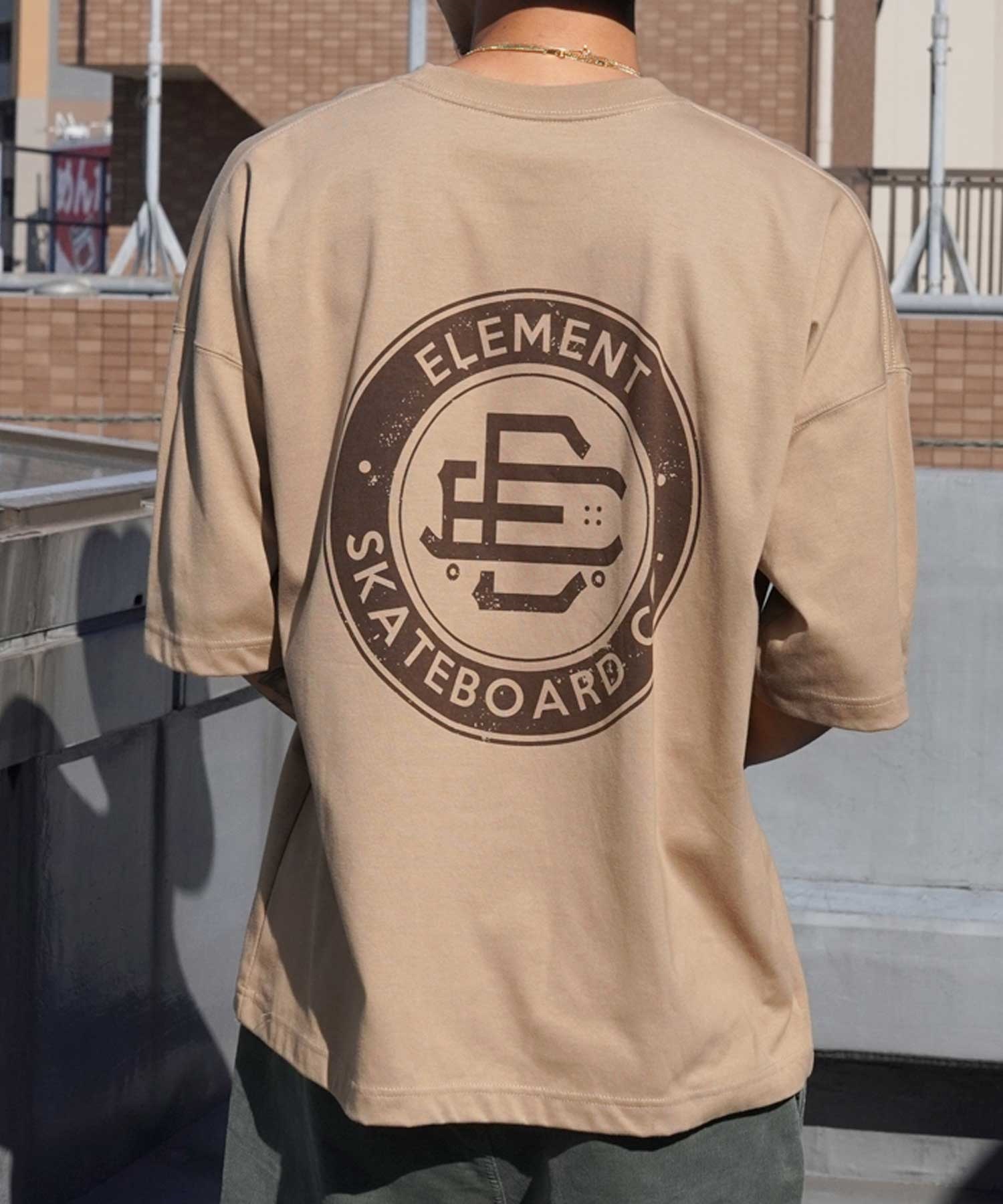 【クーポン対象】ELEMENT エレメント ROUND SS メンズ 半袖 Tシャツ バックプリント ビックシルエット 吸水速乾 BE02A-202(BEG-M)