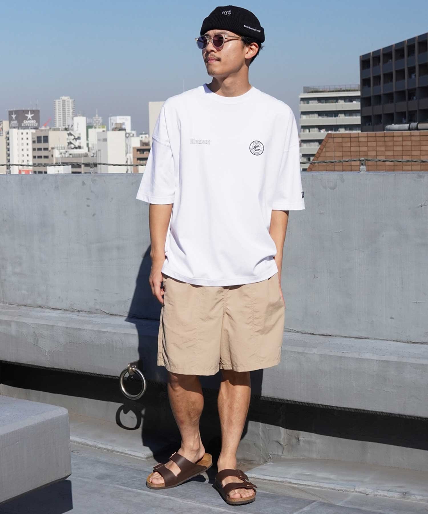 【クーポン対象】ELEMENT エレメント ROUND SS メンズ 半袖 Tシャツ バックプリント ビックシルエット 吸水速乾 BE02A-202(FBK-M)