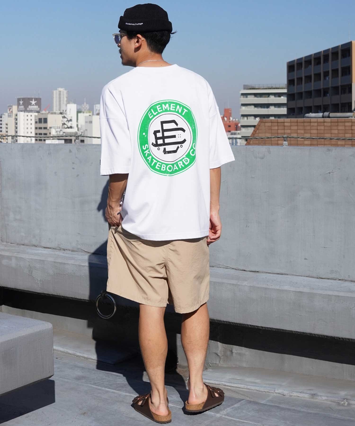 【クーポン対象】ELEMENT エレメント ROUND SS メンズ 半袖 Tシャツ バックプリント ビックシルエット 吸水速乾 BE02A-202(FBK-M)