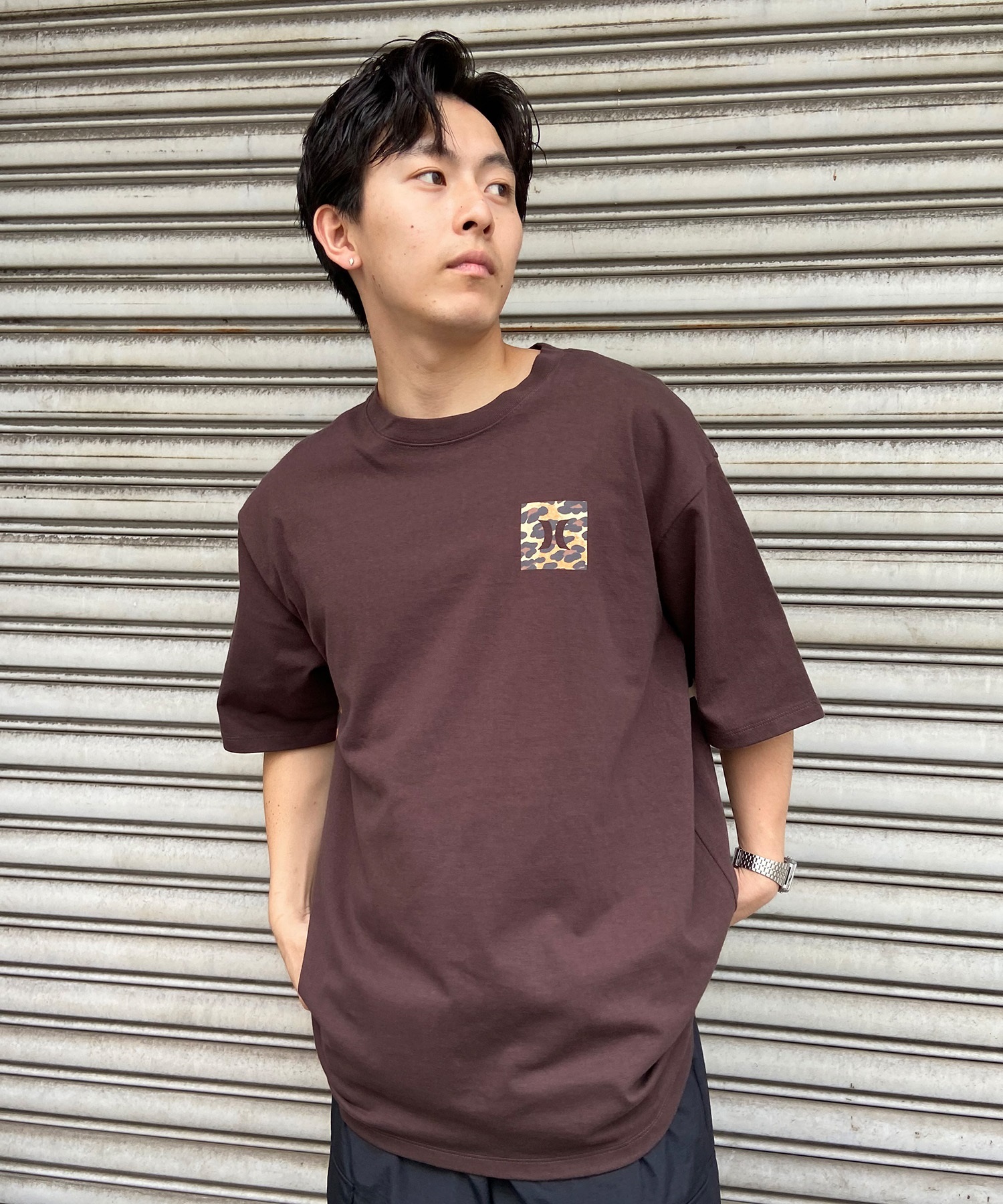 Hurley ハーレー メンズ 半袖 Tシャツ オーバーサイズ レオパード柄 ビッグロゴ バックプリント MSS2411023(WHT-S)