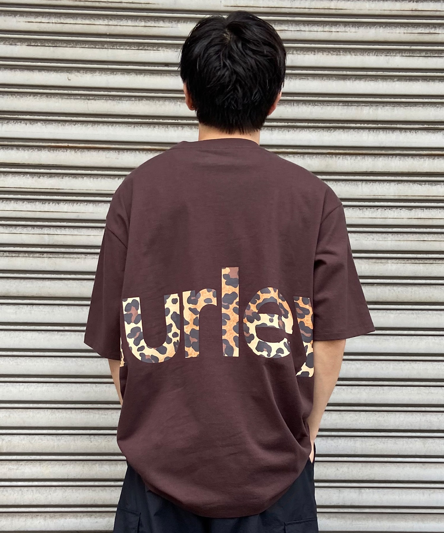 Hurley ハーレー メンズ 半袖 Tシャツ オーバーサイズ レオパード柄 ビッグロゴ バックプリント MSS2411023(CFB-S)