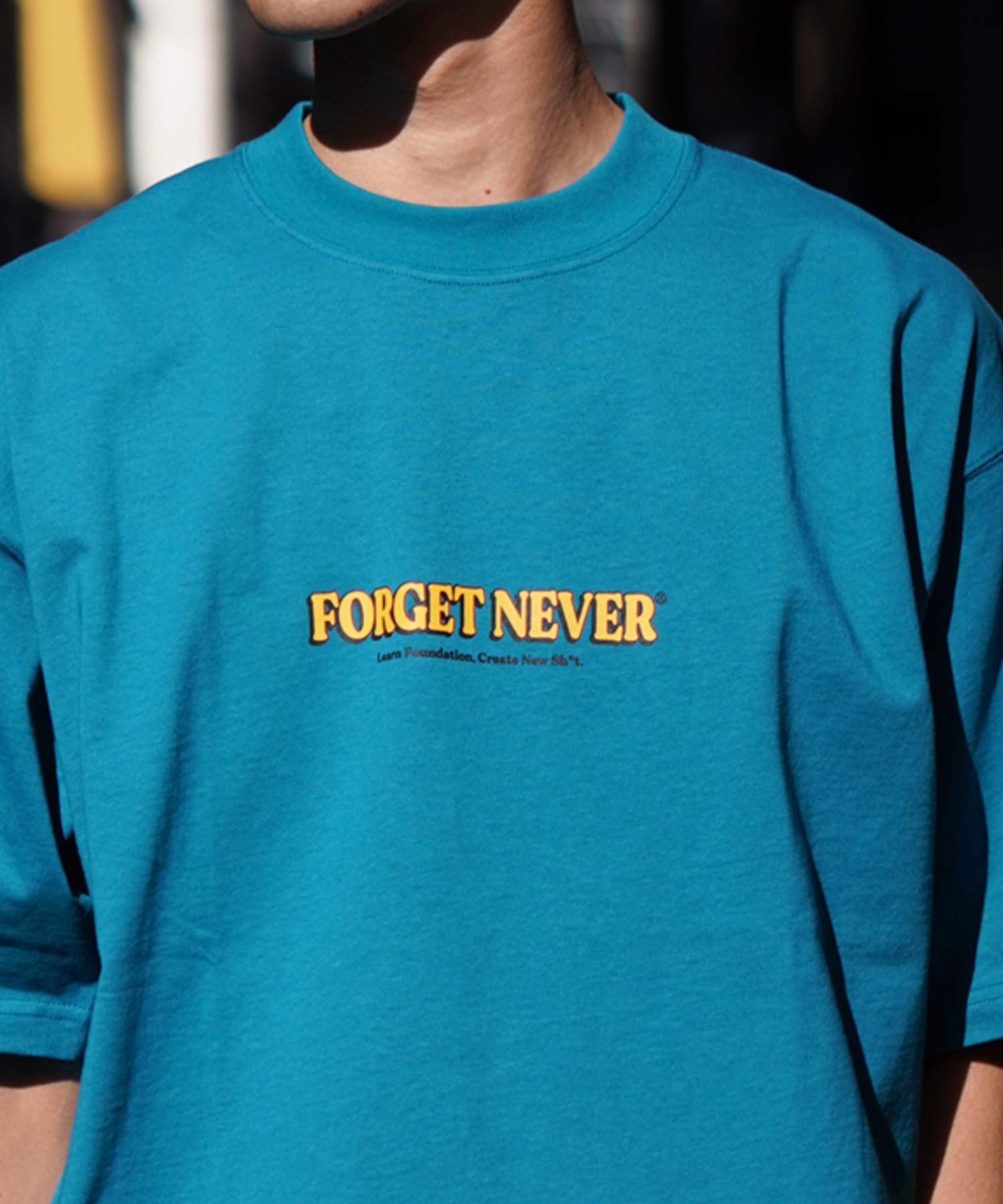 FORGET NEVER フォーゲットネバー メンズ 半袖Ｔシャツ バックプリント オーバーサイズ 242OO1ST200FN ムラサキスポーツ限定(BLK-M)