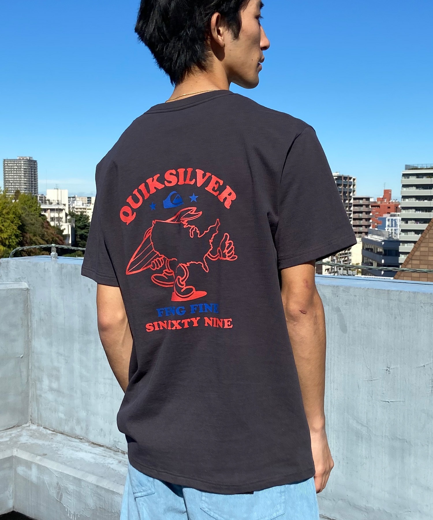 【クーポン対象】QUIKSILVER クイックシルバー メンズ Ｔシャツ 半袖 バックプリント クルーネック レギュラーフィット QST242002(WHT-M)