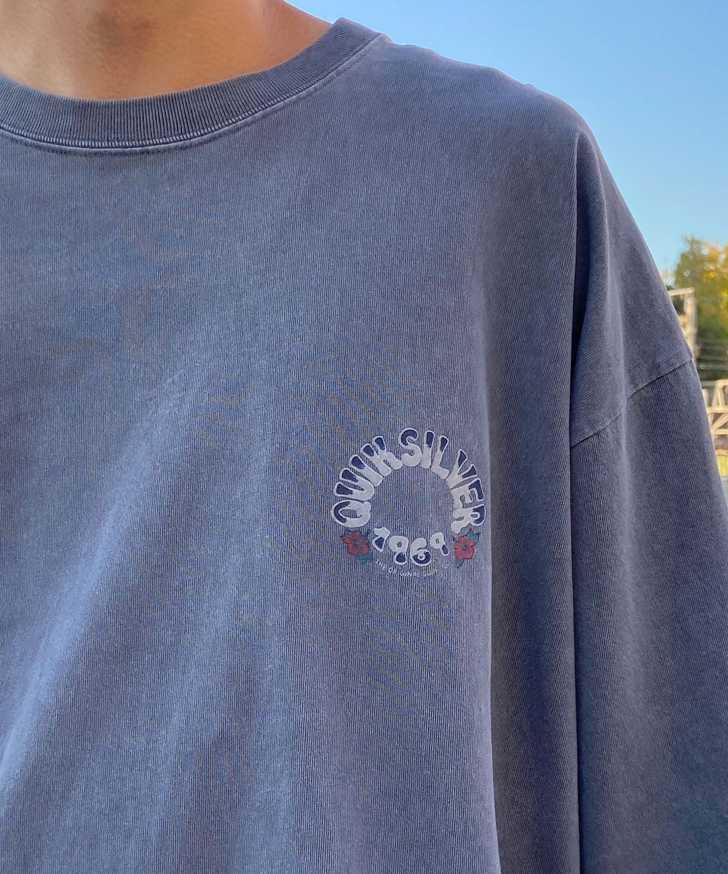 QUIKSILVER クイックシルバー メンズ Tシャツ 半袖 バックプリント クルーネック ルーズシルエット ピグメント加工 QST242005(WHT-M)