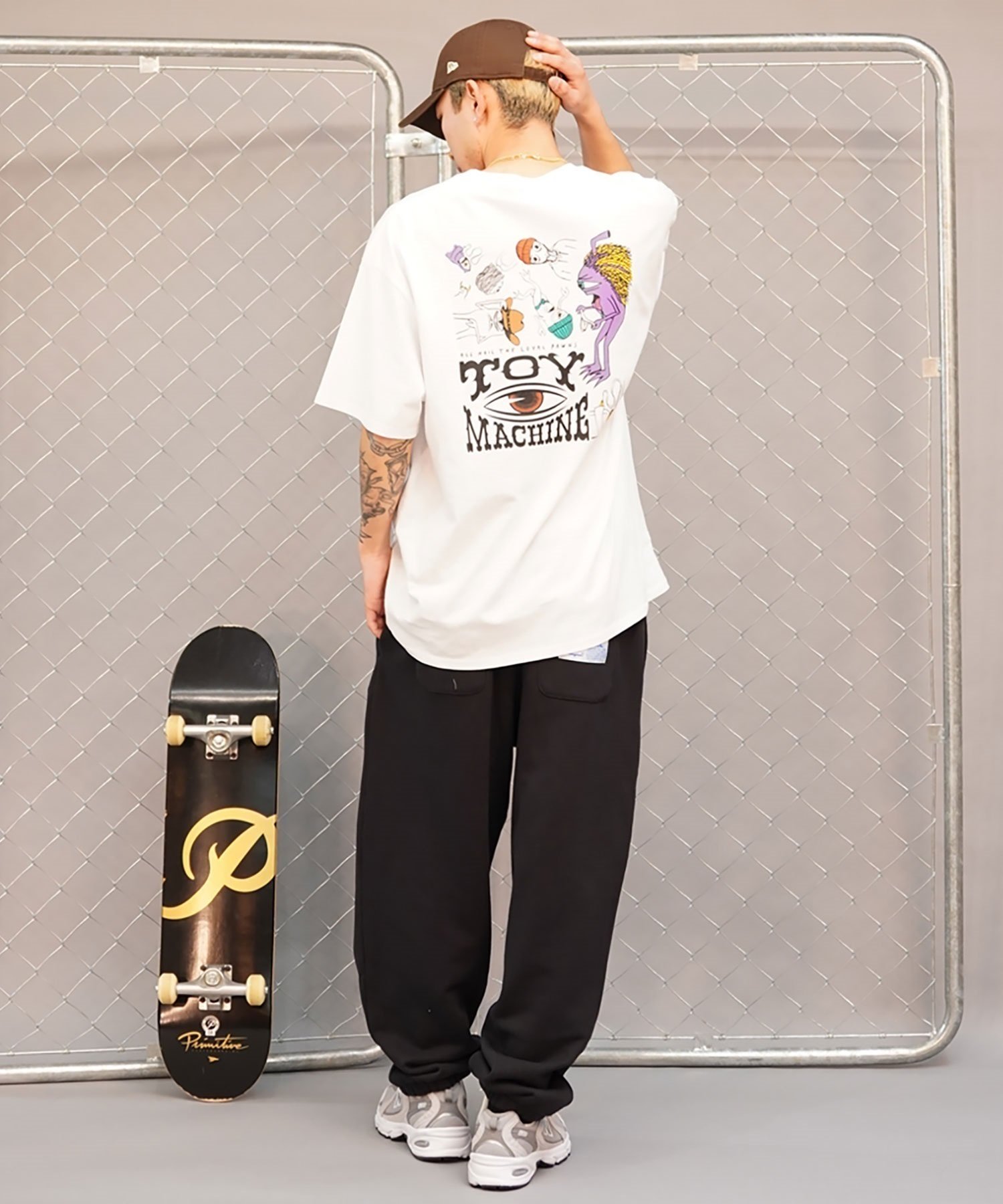 TOY MACHINE トイマシーン バックプリントTシャツ クルーネック半袖T メンズ MTMSEST5 ムラサキスポーツ限定(WHITE-M)