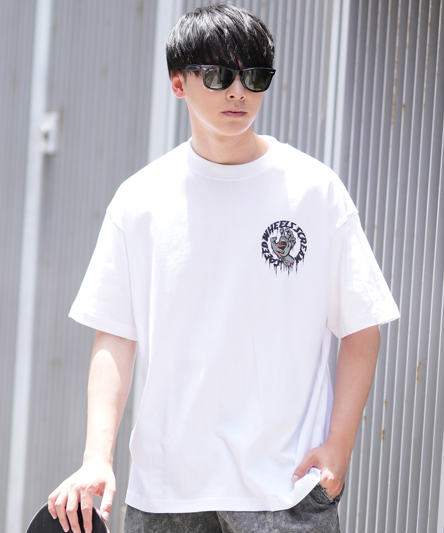 SANTACRUZ サンタクルーズ 半袖 Tシャツ メンズ バックプリント Tagged Speed Wheels S S Tee 502242404 ムラサキスポーツ限定(WHITE-M)