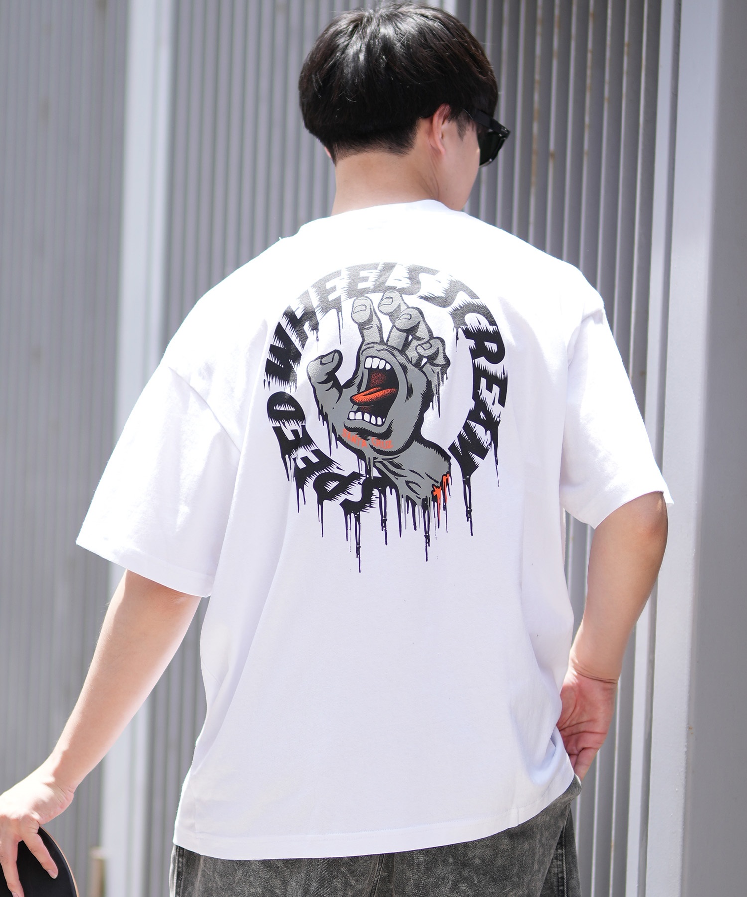 SANTACRUZ サンタクルーズ 半袖 Tシャツ メンズ バックプリント Tagged Speed Wheels S S Tee 502242404 ムラサキスポーツ限定(WHITE-M)