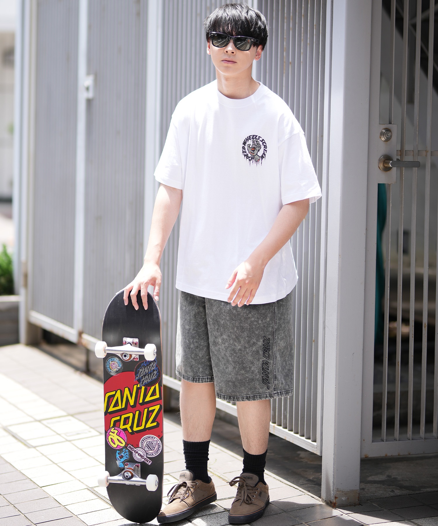 SANTACRUZ サンタクルーズ 半袖 Tシャツ メンズ バックプリント Tagged Speed Wheels S S Tee 502242404 ムラサキスポーツ限定(WHITE-M)