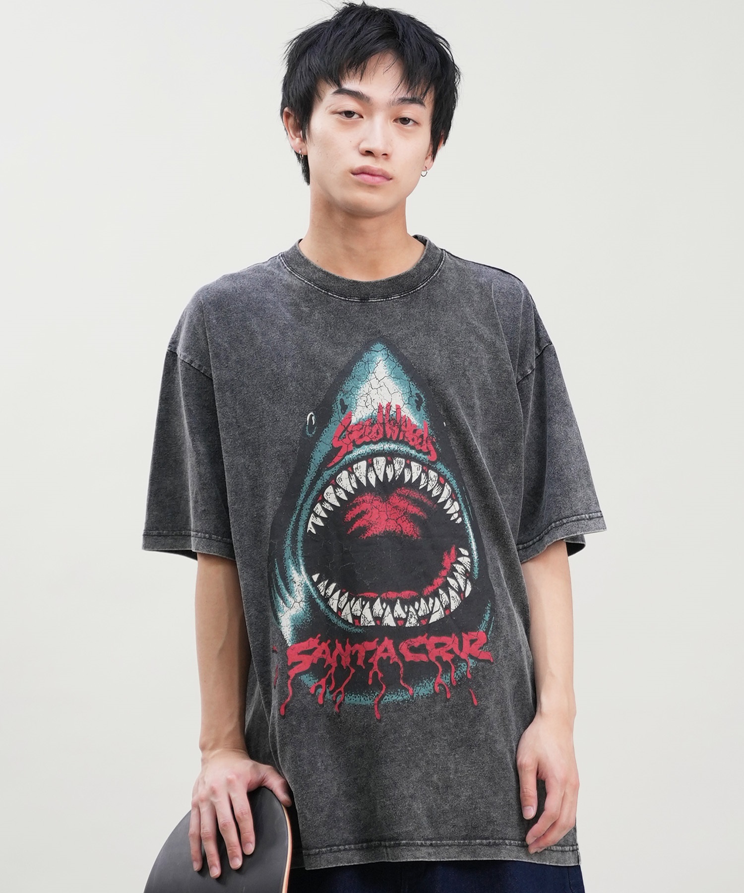 SANTACRUZ サンタクルーズ 半袖 Tシャツ メンズ フロントプリント ピグメント Pigment Bleach S S Tee 502242405 ムラサキスポーツ限定(SHARK-M)