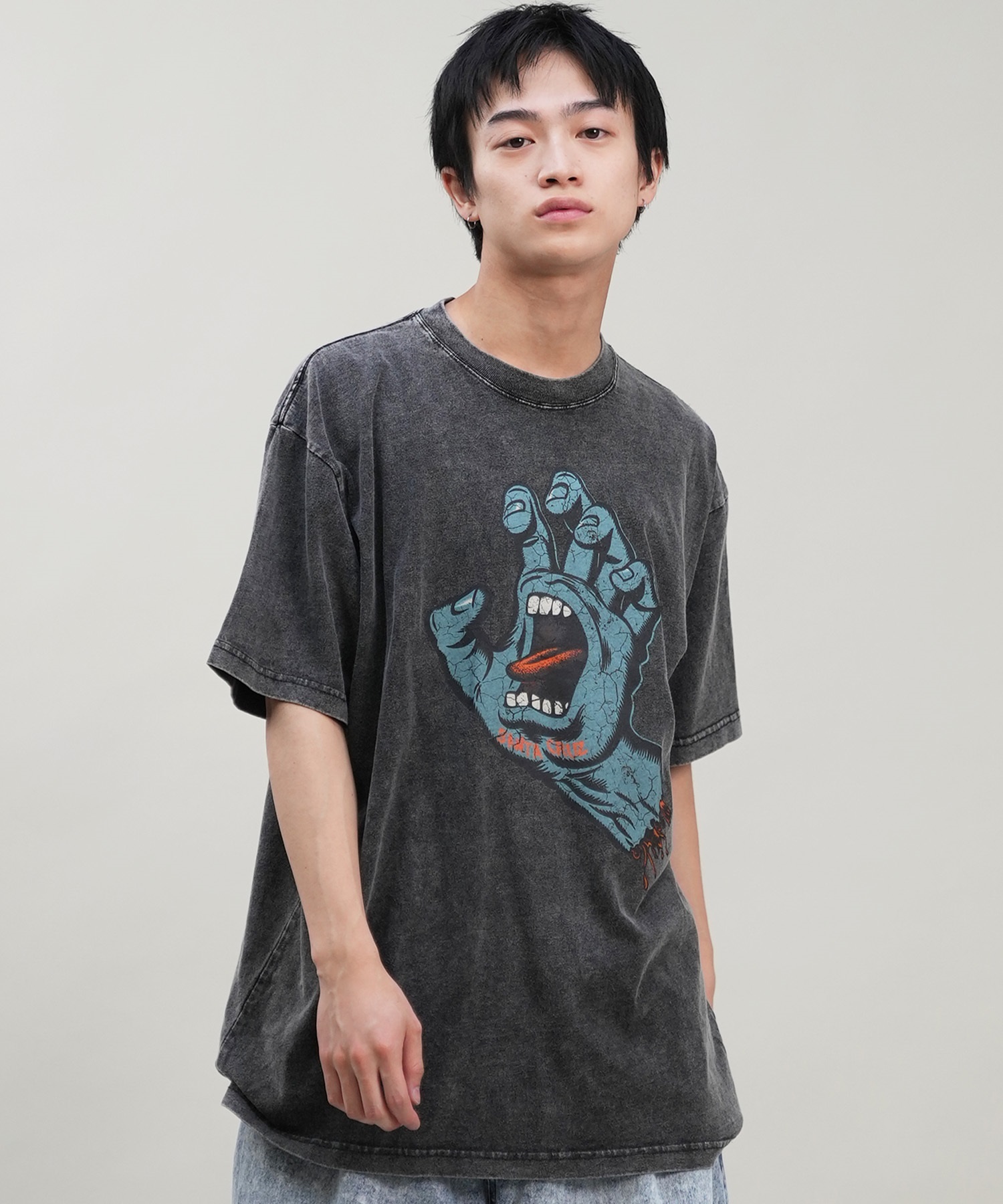 SANTACRUZ サンタクルーズ 半袖 Tシャツ メンズ フロントプリント ピグメント Pigment Bleach S S Tee 502242405 ムラサキスポーツ限定(SHARK-M)