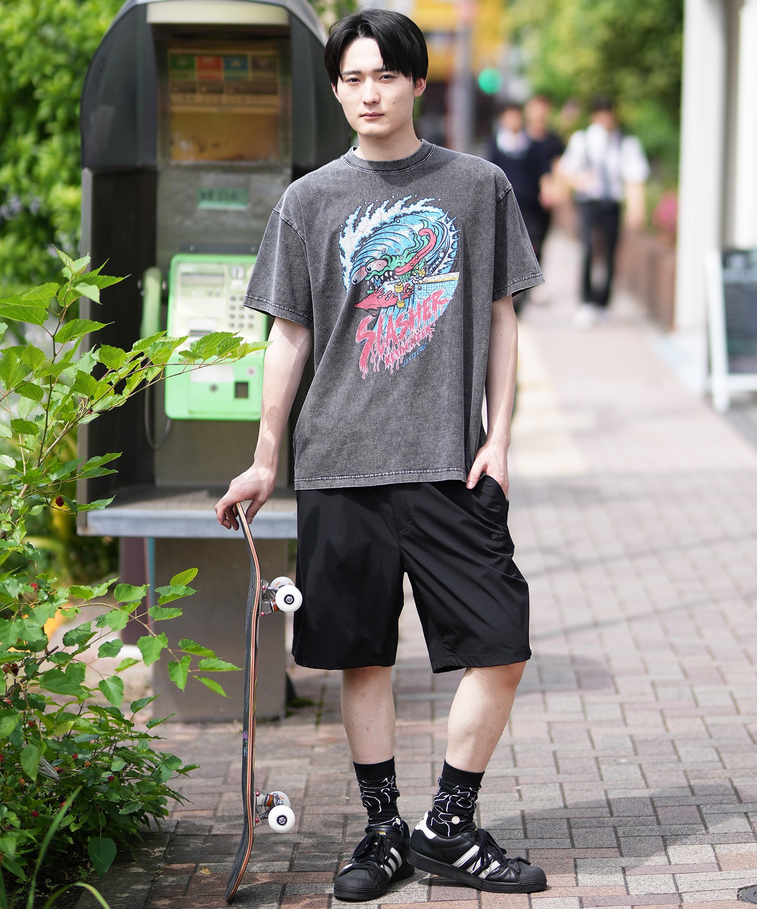 SANTACRUZ サンタクルーズ 半袖 Tシャツ メンズ フロントプリント ピグメント Pigment Bleach S S Tee 502242405 ムラサキスポーツ限定(SHARK-M)