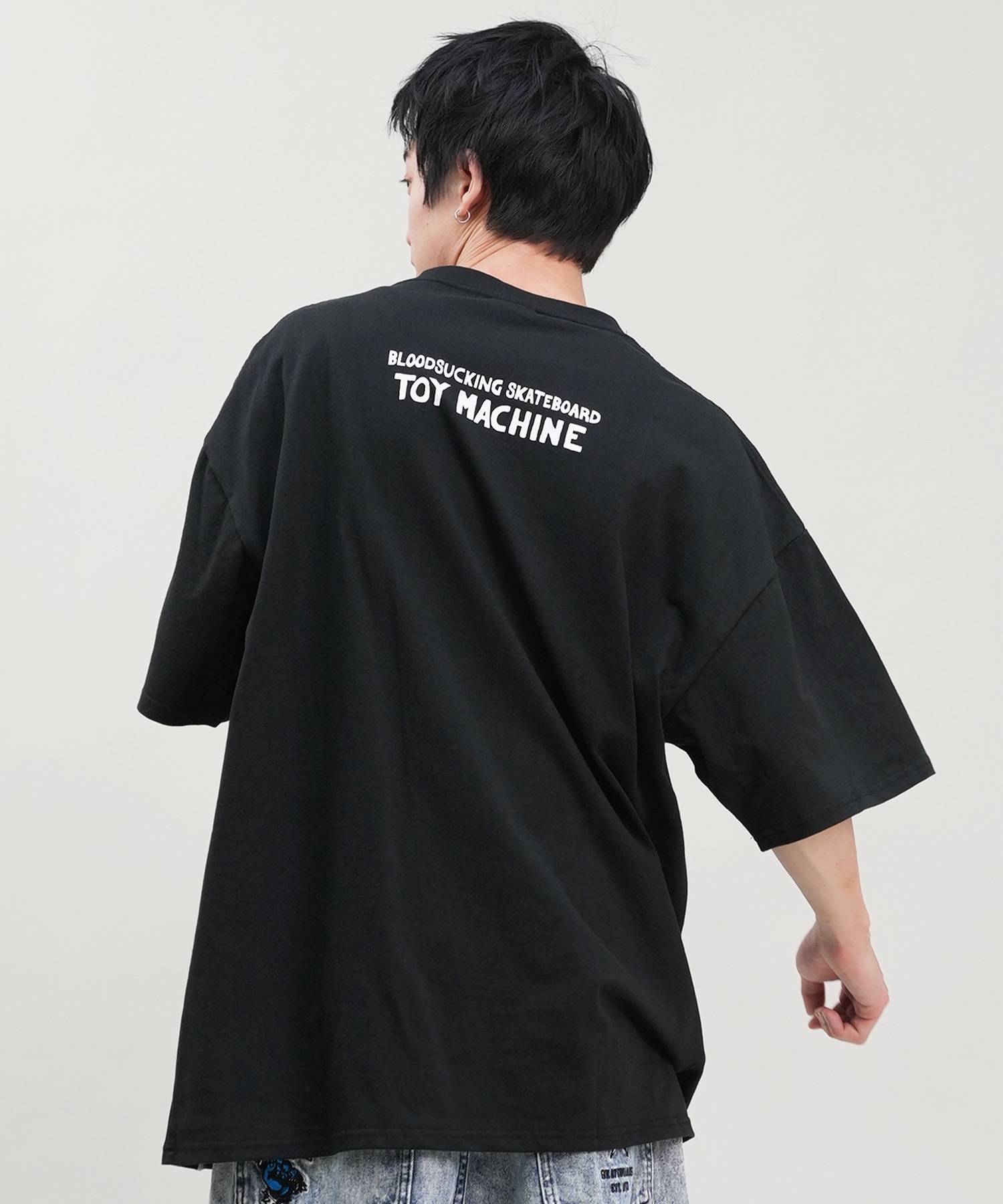 TOY MACHINE トイマシーン メンズ Tシャツ 半袖 ビッグシルエット バックプリント MTMSEST28 ムラサキスポーツ限定(WHITE-M)