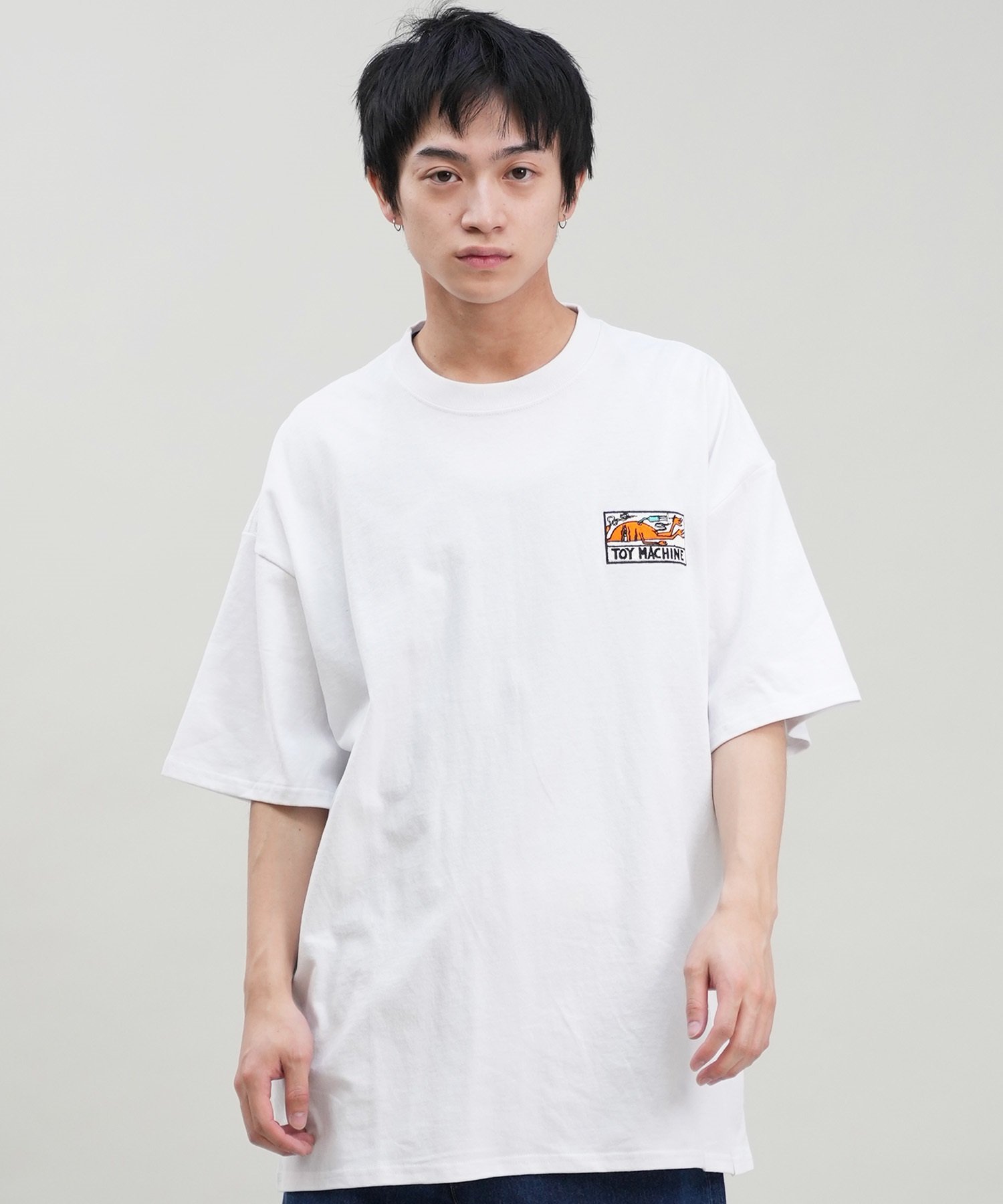 TOY MACHINE トイマシーン メンズ Tシャツ 半袖 ビッグシルエット バックプリント MTMSEST29 ムラサキスポーツ限定(WHITE-M)