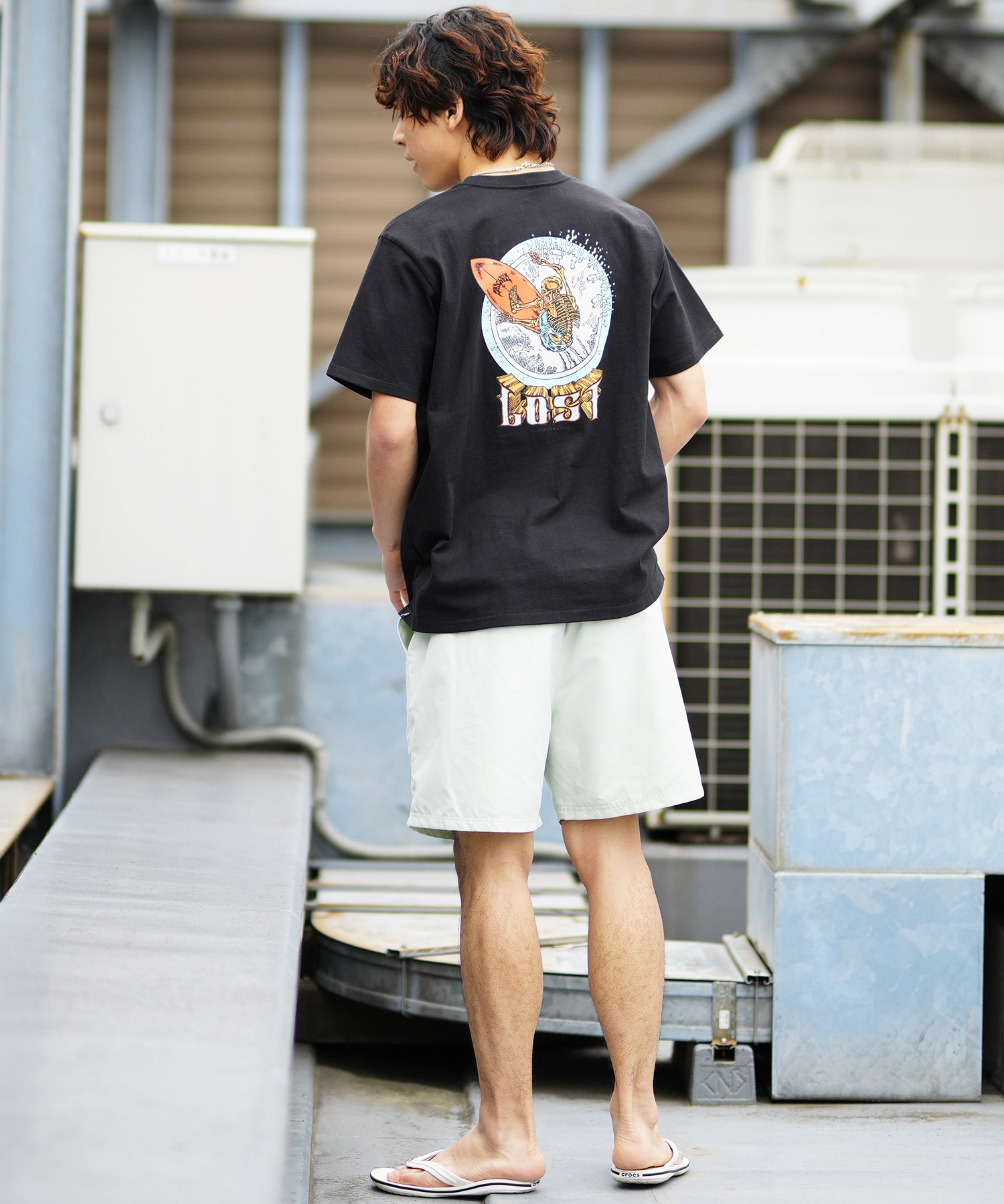 【ムラサキスポーツ限定】LOST ロスト メンズ Tシャツ 半袖 バックプリント AXIS-24SS L24SS-I(PIGBK-M)