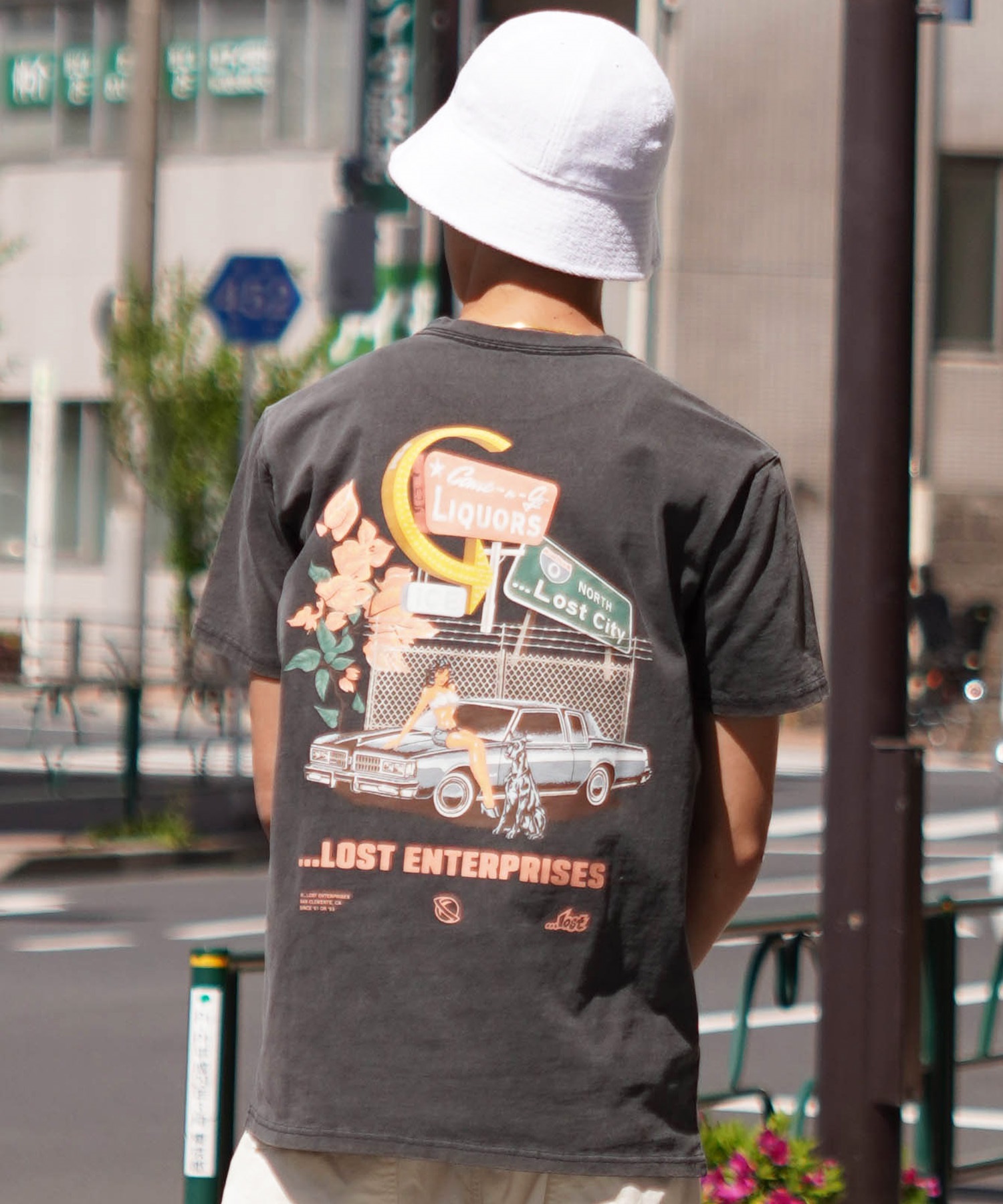 【ムラサキスポーツ限定】 LOST ロスト メンズ Tシャツ 半袖 バックプリント LOST CITY L24SS-J(BLU-M)