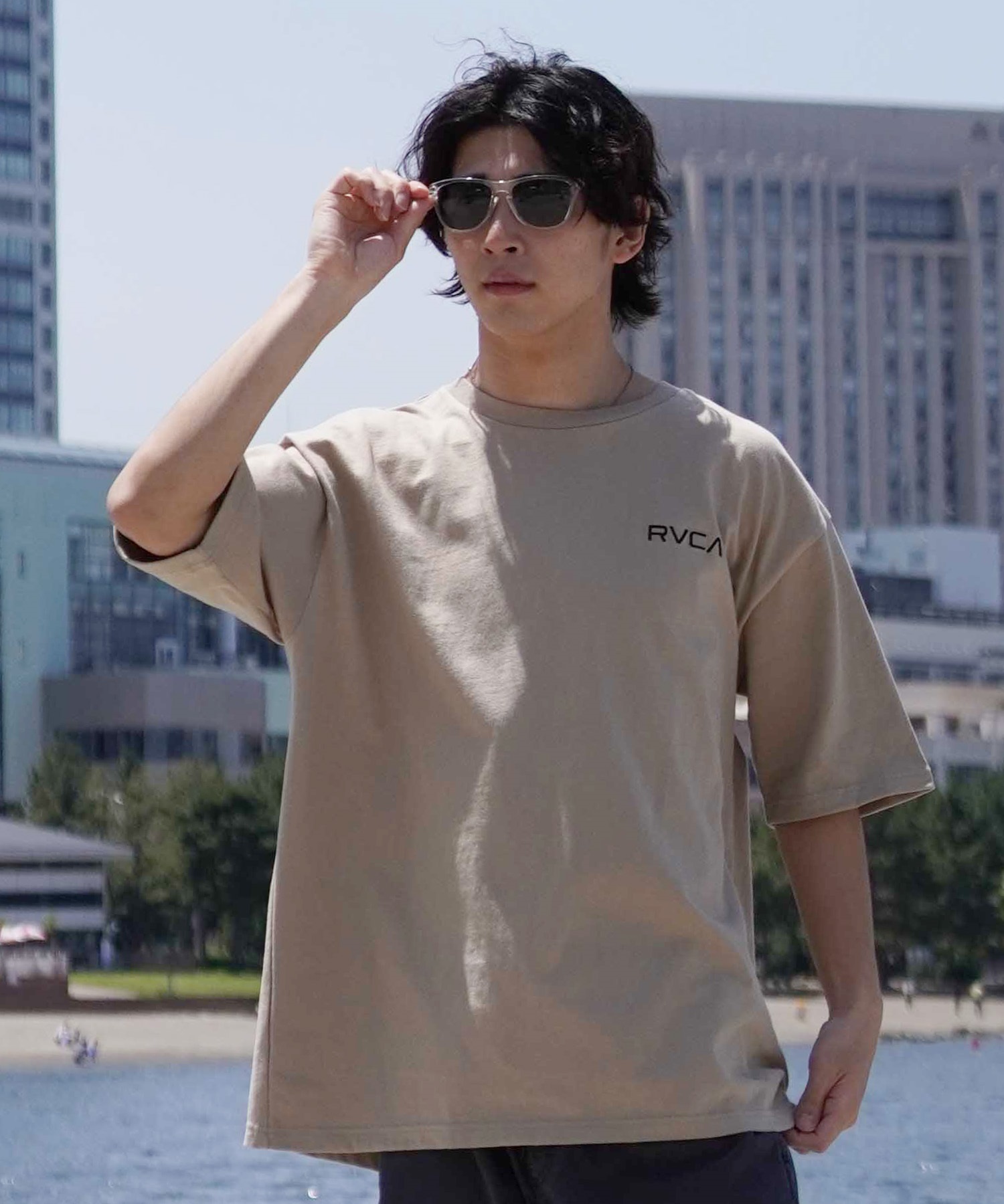 RVCA ルーカ メンズ Tシャツ 半袖 バックプリント オーバーサイズ BE04A-P21 ムラサキスポーツ限定(KHA-S)