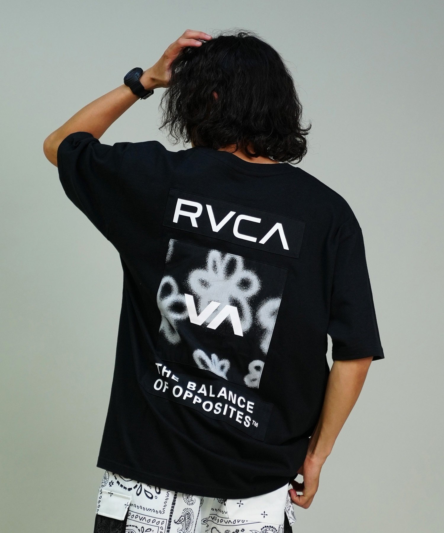 RVCA ルーカ メンズ Tシャツ 半袖 バックプリント オーバーサイズ BE04A-P21 ムラサキスポーツ限定(KHA-S)