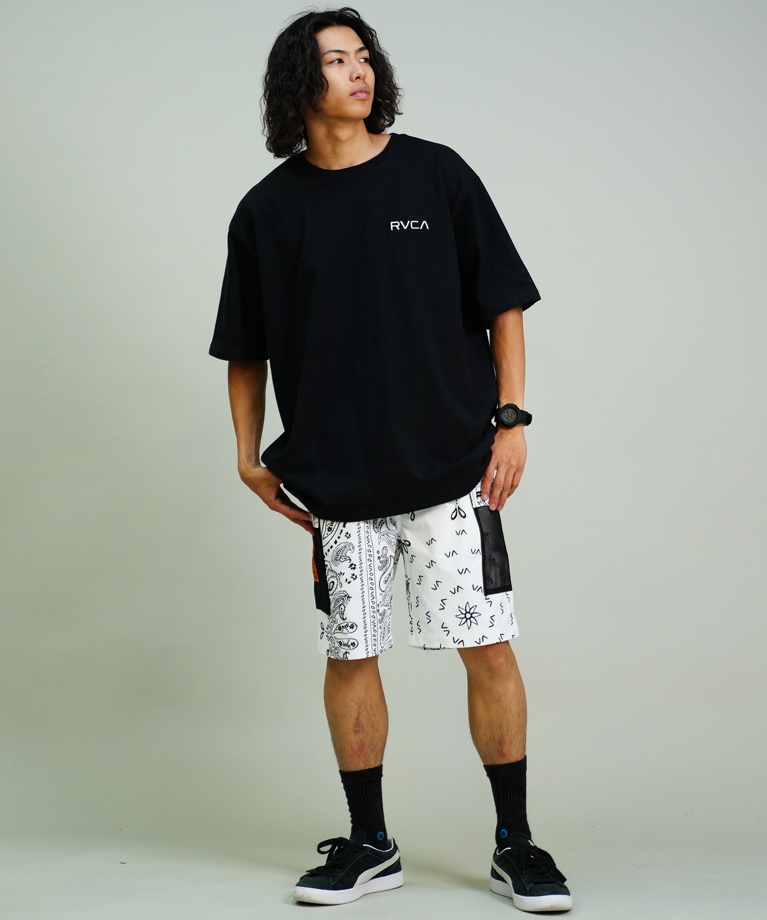 RVCA ルーカ メンズ Tシャツ 半袖 バックプリント オーバーサイズ BE04A-P21 ムラサキスポーツ限定(KHA-S)