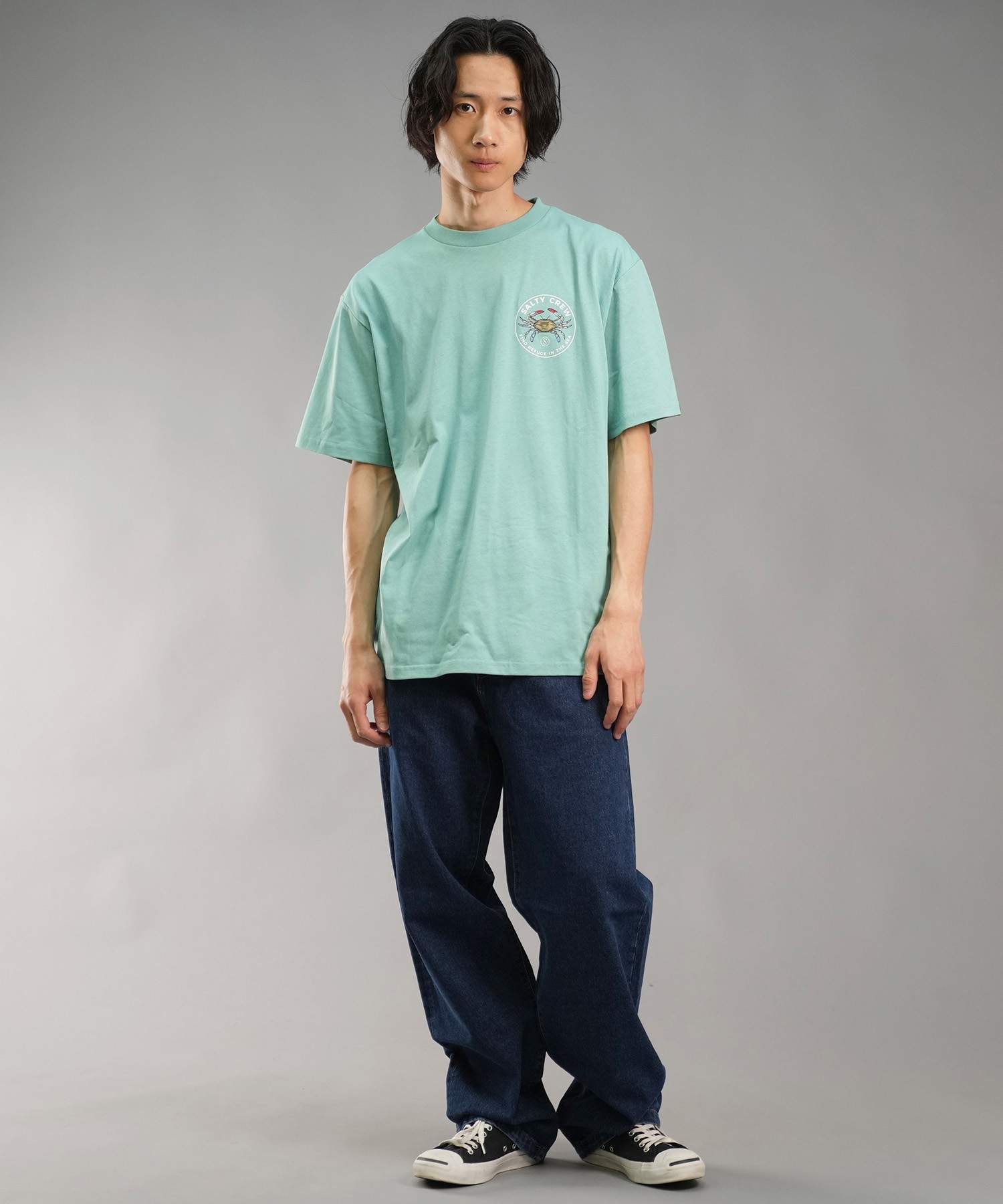 SALTY CREW ソルティークルー メンズ Tシャツ 半袖 バックプリント オーバーサイズ JAPAN LTD 54-232(GRN-M)