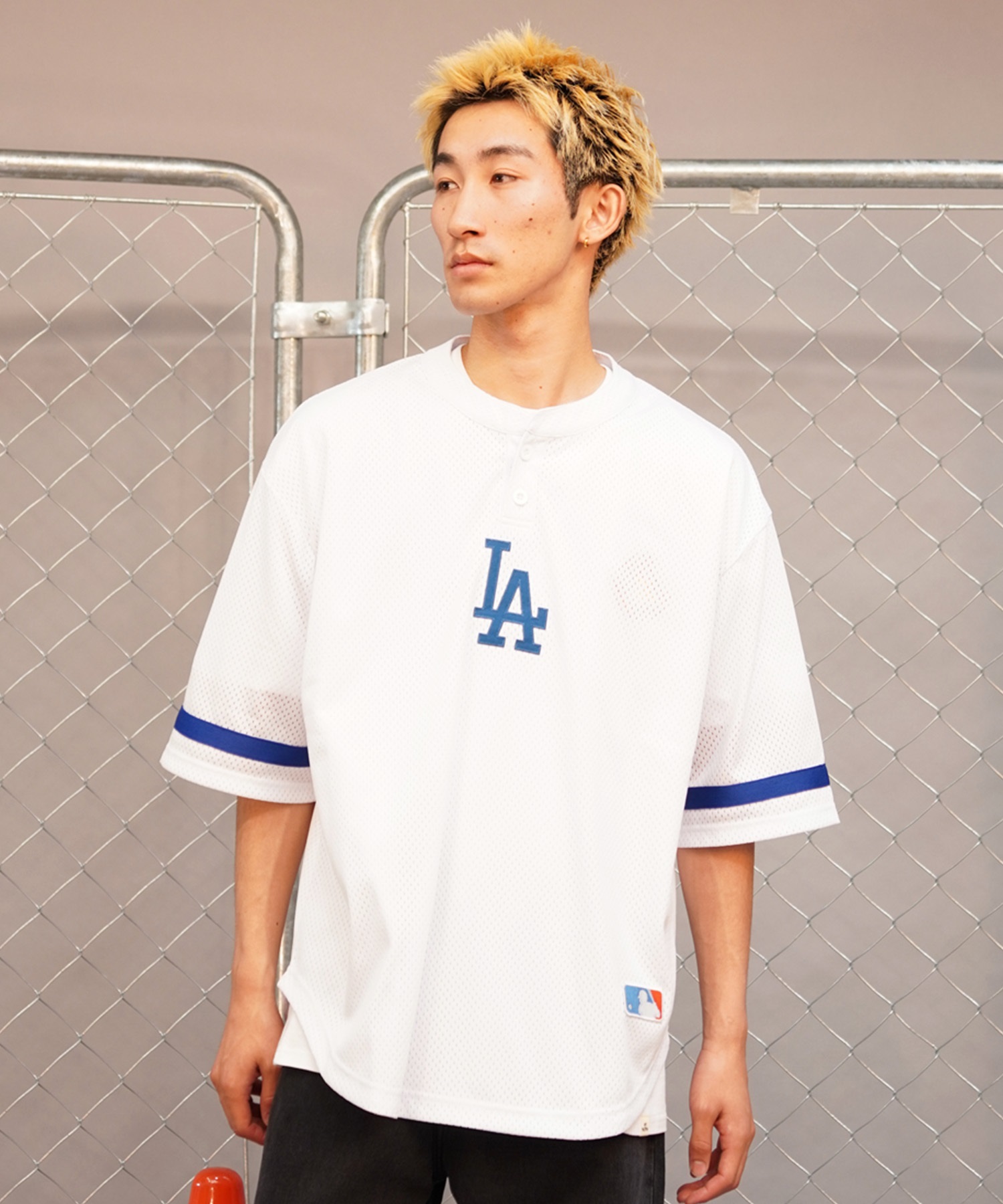 Fanatics ファナティクス メンズ 半袖 Tシャツ ゲームシャツ メッシュ MLB ロサンゼルス・ドジャース ML2124SS0003 ムラサキスポーツ限定(WHITE-M)