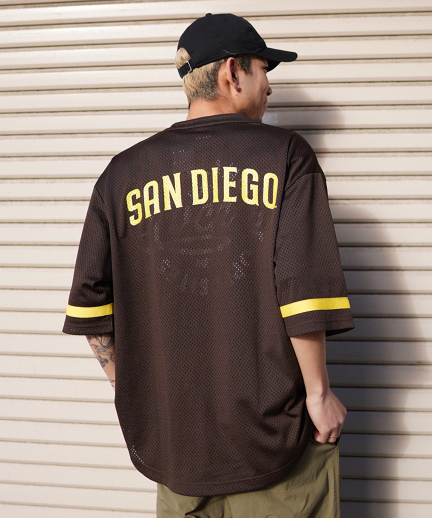 Fanatics ファナティクス メンズ 半袖 Tシャツ ゲームシャツ メッシュ MLB サンディエゴ・パドレス ML2124SS0004 ムラサキスポーツ限定(BROWN-M)