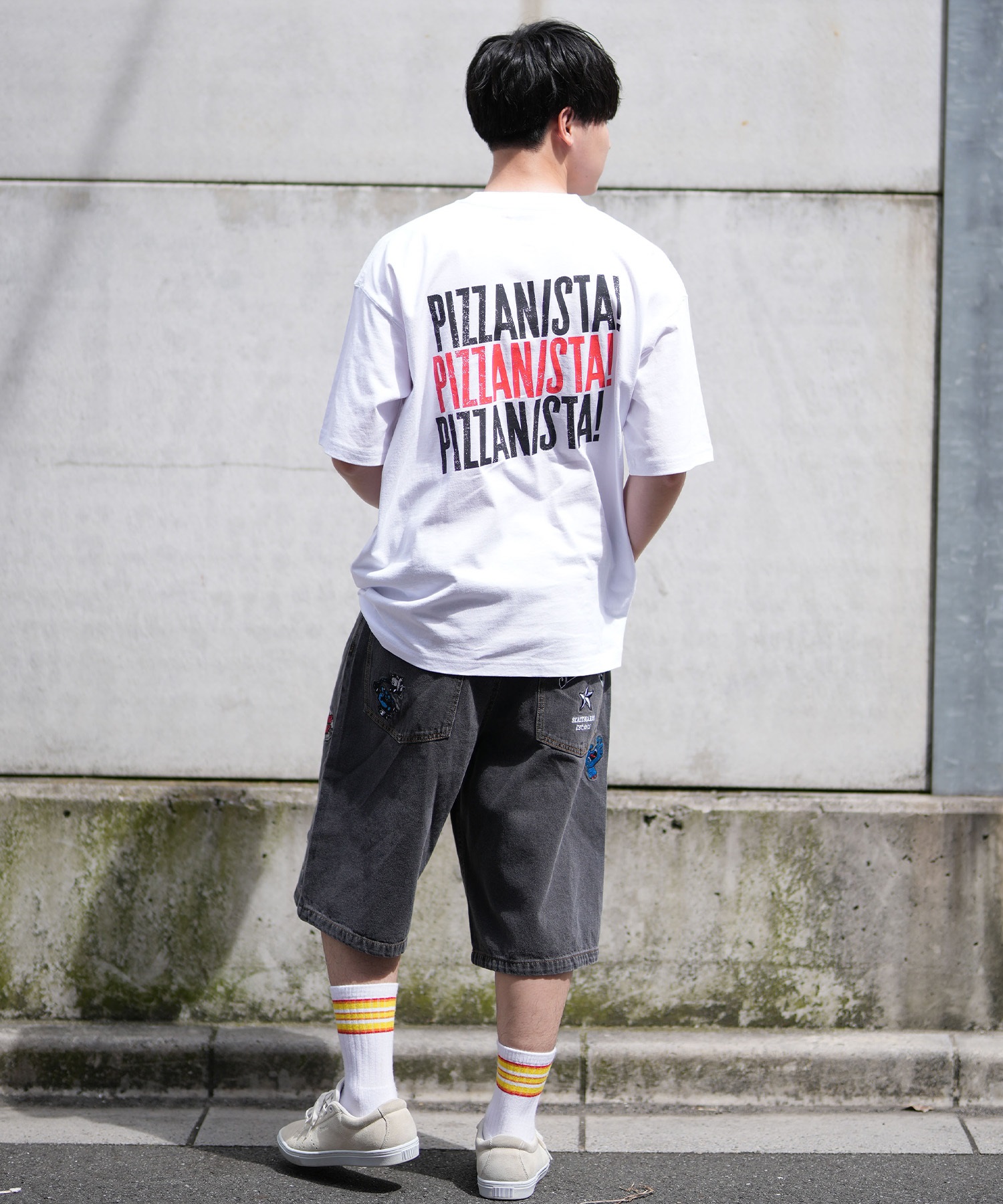 PIZZANISTA ピッザニスタ 半袖 Tシャツ メンズ ユニセックス カスレプリント PNTM242-04 ムラサキスポーツ限定(WT-M)