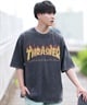 THRASHER スラッシャー メンズ 半袖 Tシャツ ブランドロゴ ピグメント加工 THMM-24SMSST01 ムラサキスポーツ限定(BLK1-M)