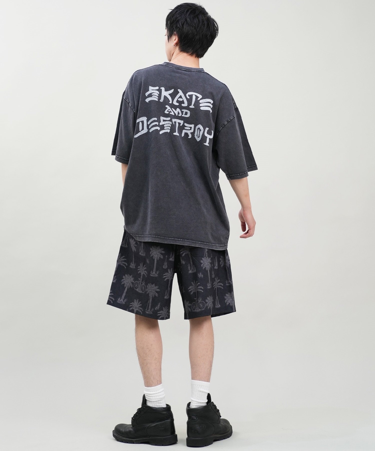 THRASHER スラッシャー メンズ 半袖 Tシャツ ブランドロゴ ピグメント加工 THMM-24SMSST01 ムラサキスポーツ限定(BLK1-M)