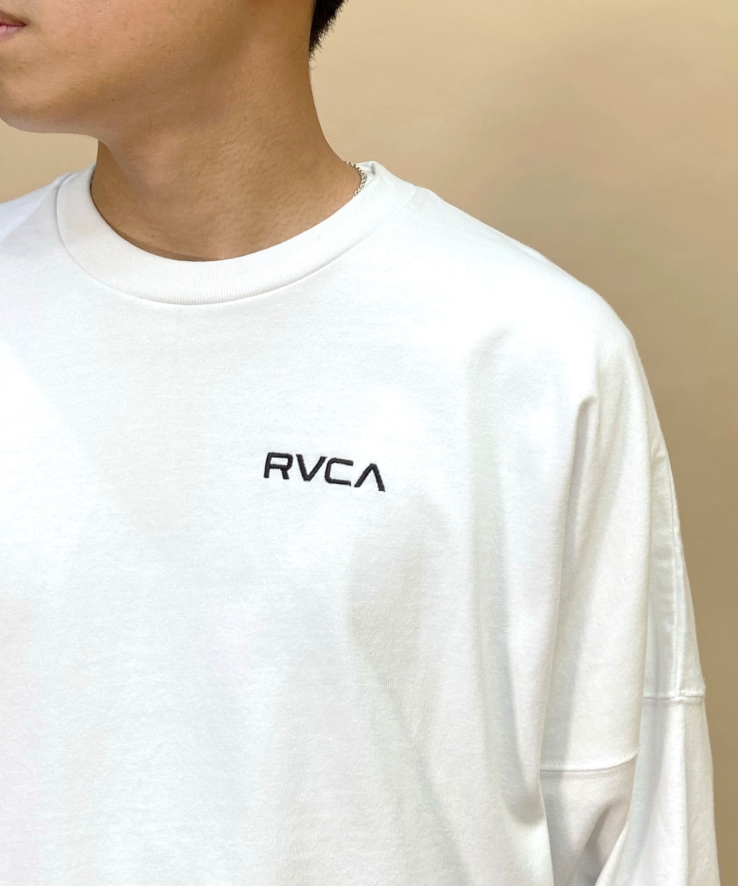 RVCA/ルーカ メンズ スクエアロゴT オーバーサイズ クルーネック長袖T