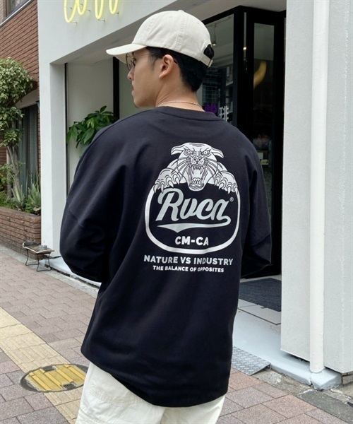 【クーポン対象】RVCA/ルーカ 長袖 Tシャツ ロンT クルーネック バックプリント ロゴ BD042-066(BLK-S)