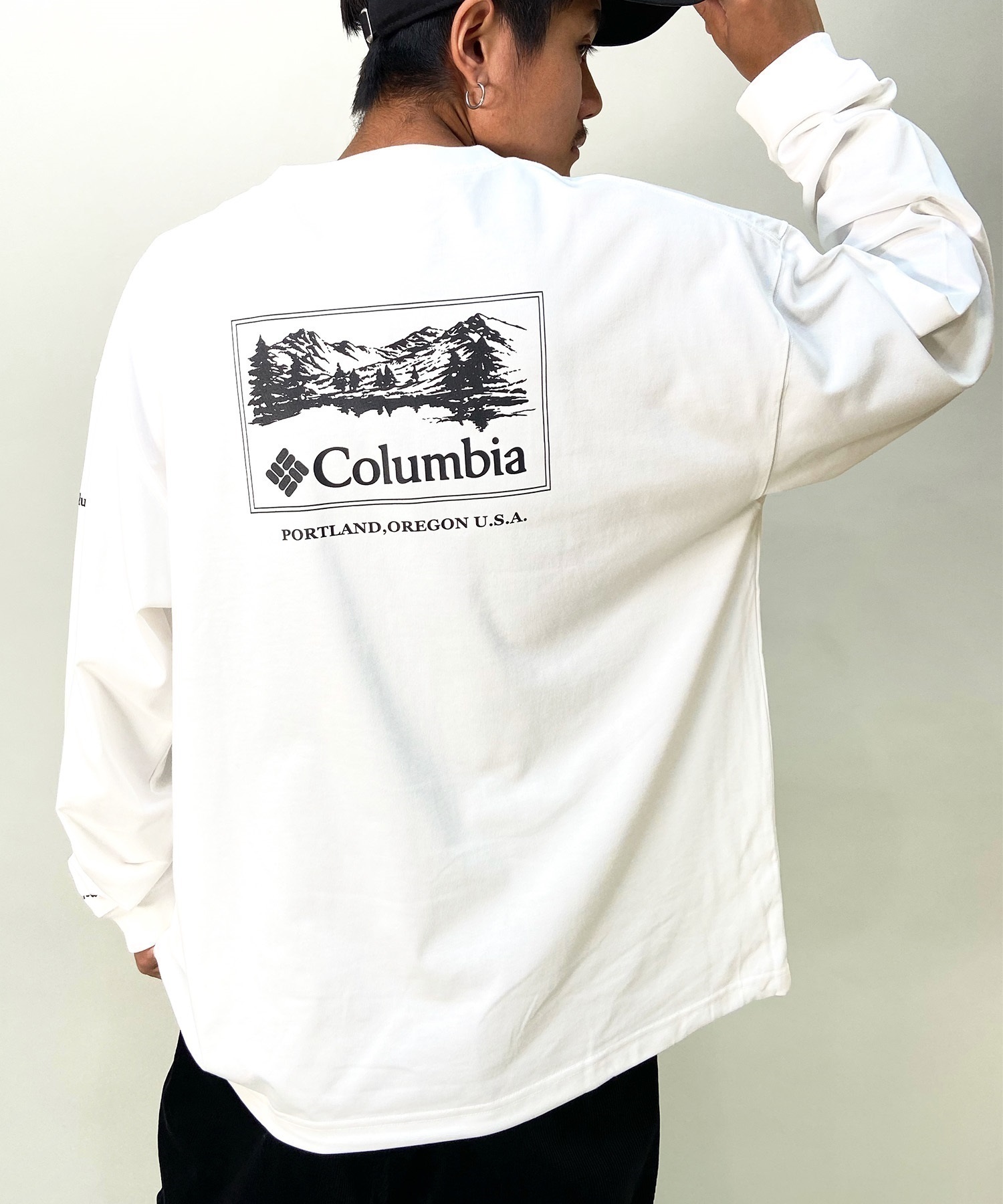 【ムラサキスポーツ別注】columbia/コロンビア サンライズエッジグラフィックロングスリーブティ ルーズシルエット バックプリント PM4853(126-S)