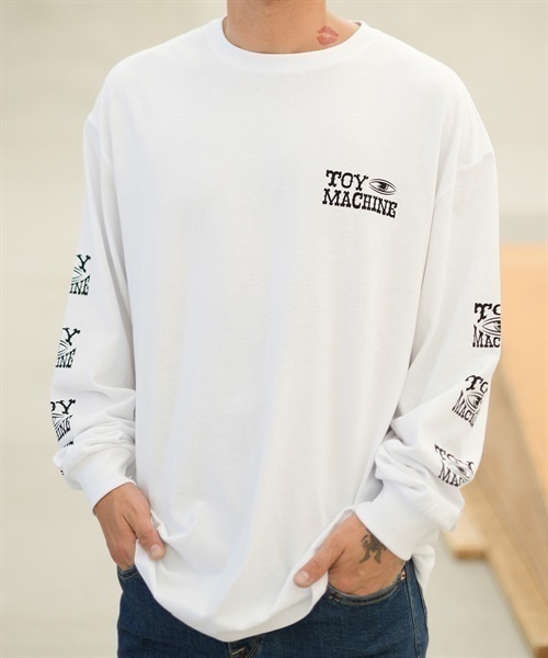 【ムラサキスポーツ限定】TOY MACHINE/トイマシーン 長袖 Tシャツ ロンT ビッグシルエット バックプリント MTMFDLT1(WHITE-M)