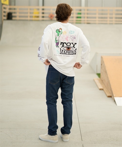 【ムラサキスポーツ限定】TOY MACHINE/トイマシーン 長袖 Tシャツ ロンT ビッグシルエット バックプリント MTMFDLT1(WHITE-M)