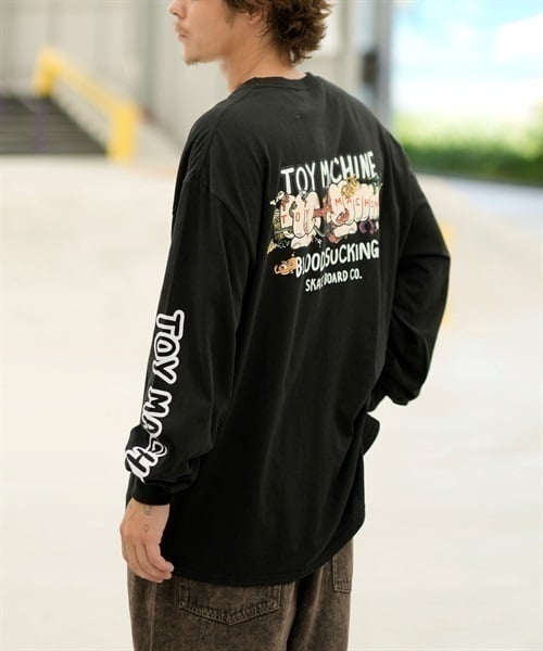 【ムラサキスポーツ限定】TOY MACHINE/トイマシーン 長袖 Tシャツ ロンT ビッグシルエット バックプリント MTMFDLT2(BLACK-M)